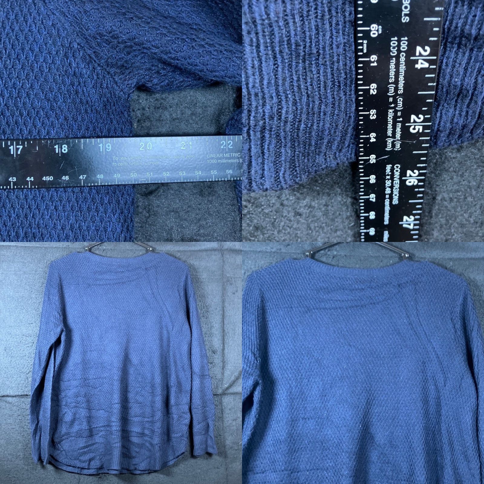 Loft LOFT Outlet Womens Sweater Navy Crew Neck Long Sleeve Waffle Knit Stretch MP Ladies Knit Pullover Casual Workwear Amber? Size M / US 6-8 / IT 42-44 - 8 Thumbnail