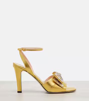 Christian Louboutin os11x0326 Bowow 95 Embellished Metallic Sandals in Gold Size US 10 / IT 40 - 1 Thumbnail