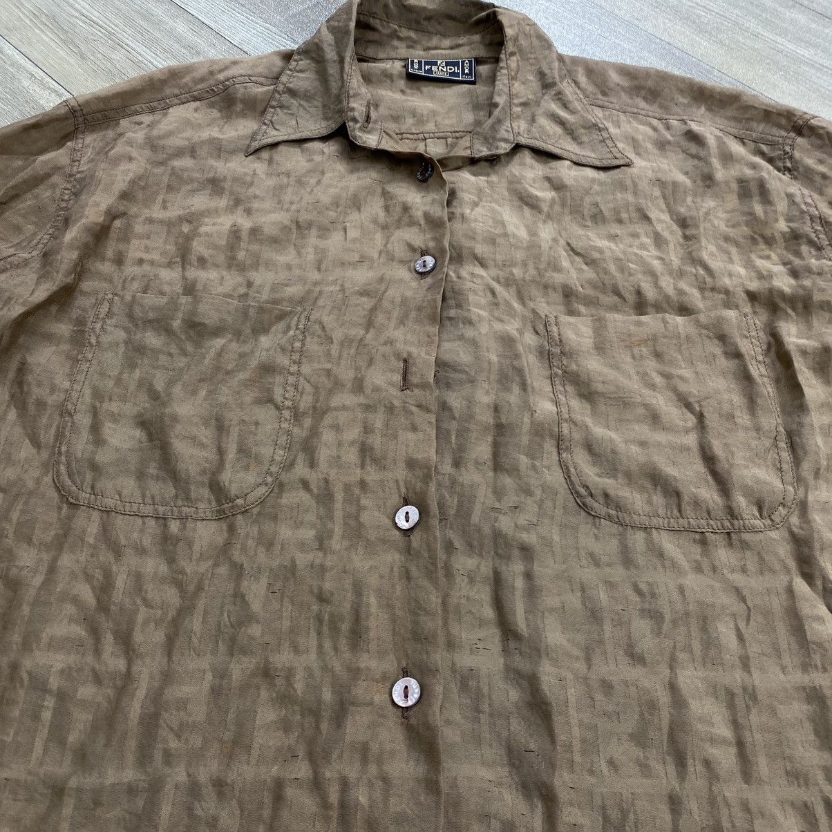 Fendi Vintage Fendi Monogram Distressed Transparent Shirt Luxury Size US M / EU 48-50 / 2 - 3 Thumbnail