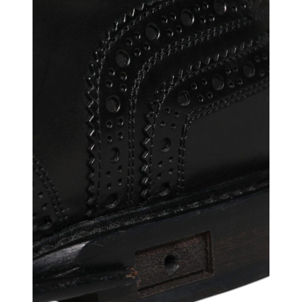Dolce & Gabbana Dolce & Gabbana Black Leather Derby Wingtip Formal Shoes Size US 11 / EU 44 - 8 Thumbnail