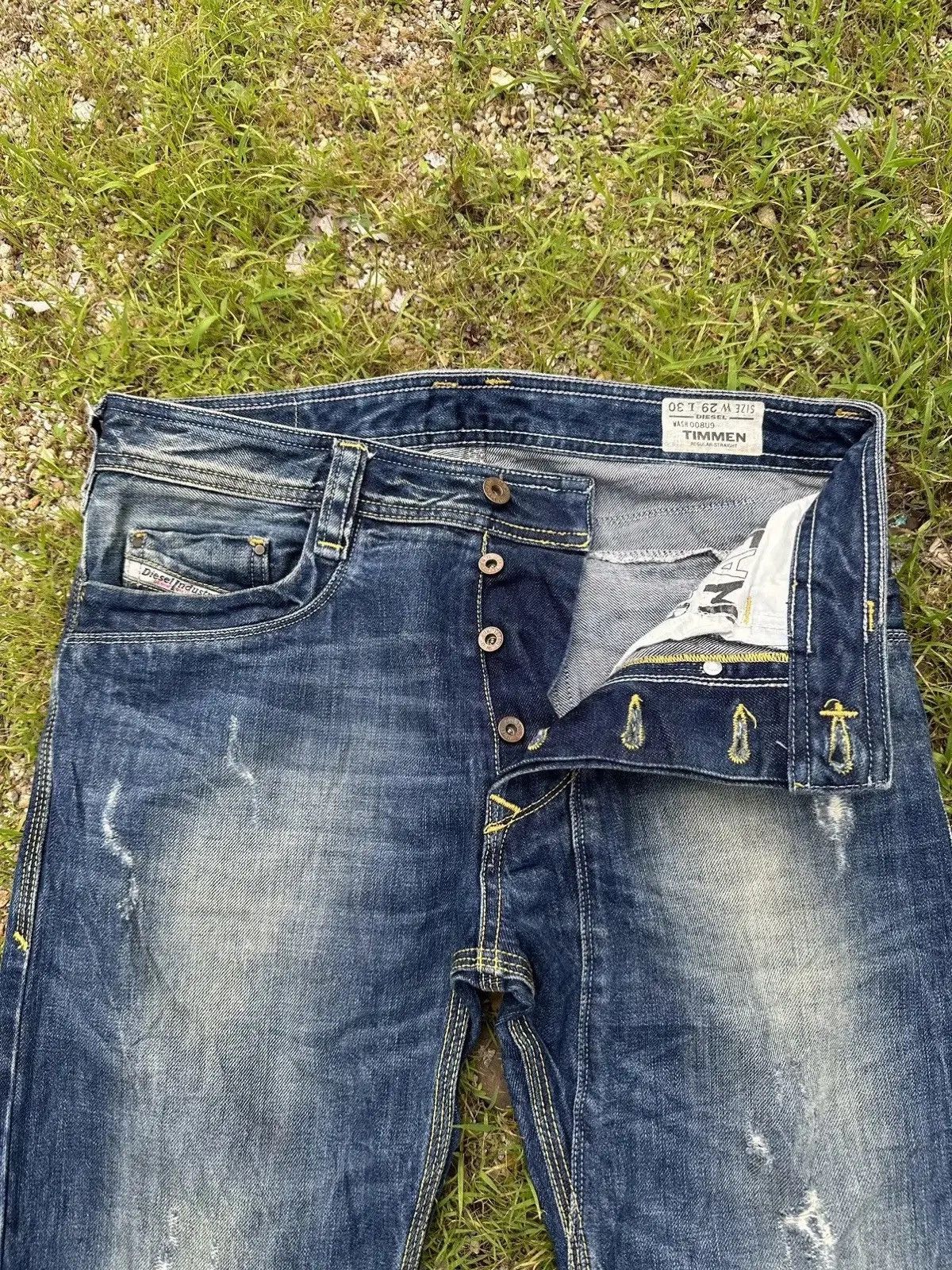 Diesel DIESEL JEANS RIPPED REGULAR STRAIGHT DENIM MUDWASH PANTS Size US 30 / EU 46 - 9 Thumbnail