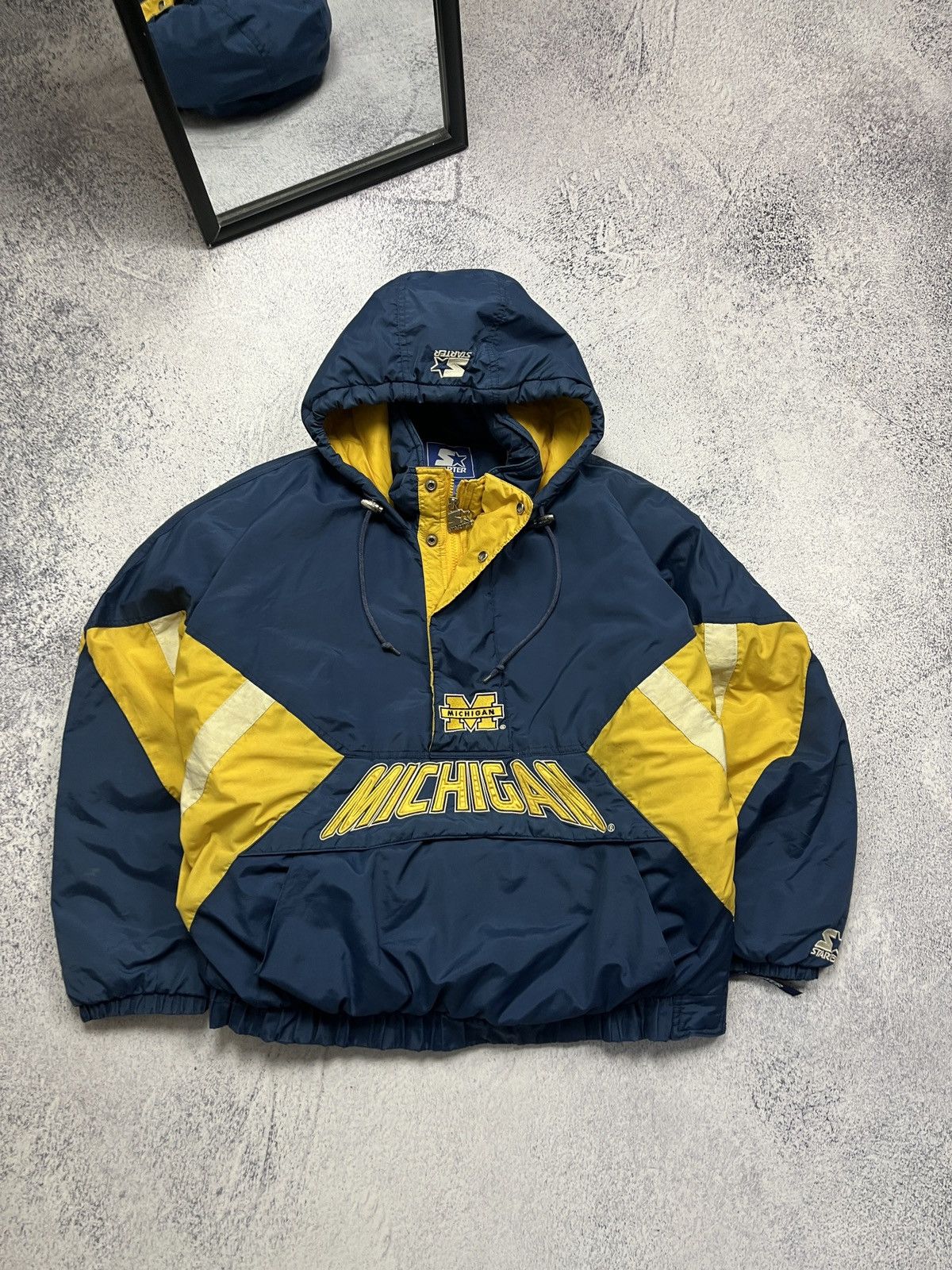 Starter Vintage NCAA Starter Michigan Wolverines Jacket 90’s Rare Size US L / EU 52-54 / 3 - 1 Thumbnail