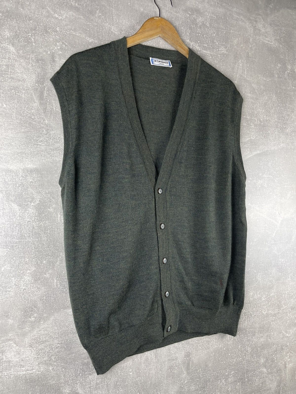 Yves Saint Laurent Yves Saint Laurent Tricots Vintage Wool Button Vest Green Size US XXL / EU 58 / 5 - 3 Thumbnail