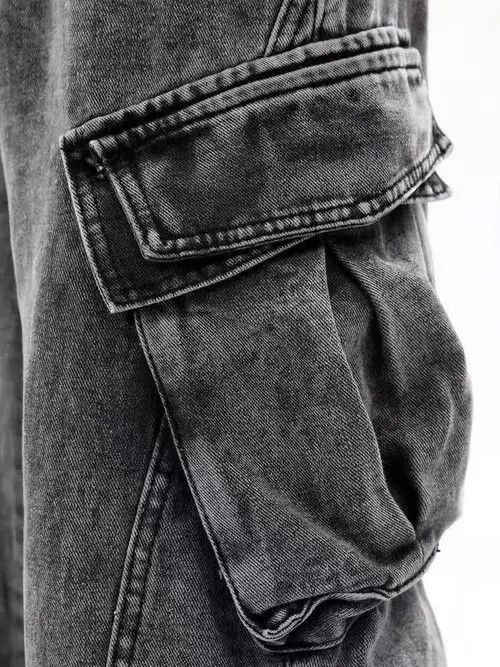 Japanese Brand Retro washed distressed stacked cargo jeans Size US 32 / EU 48 - 4 Thumbnail
