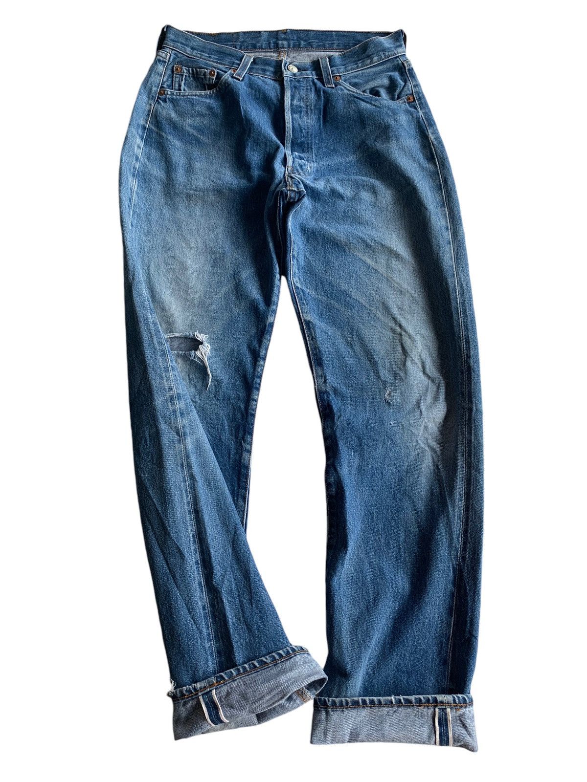 Levi's VINTAGE LEVIS 501XX BIG E SELVEDGE DISTRESSED DENIM Size US 29 - 5 Thumbnail