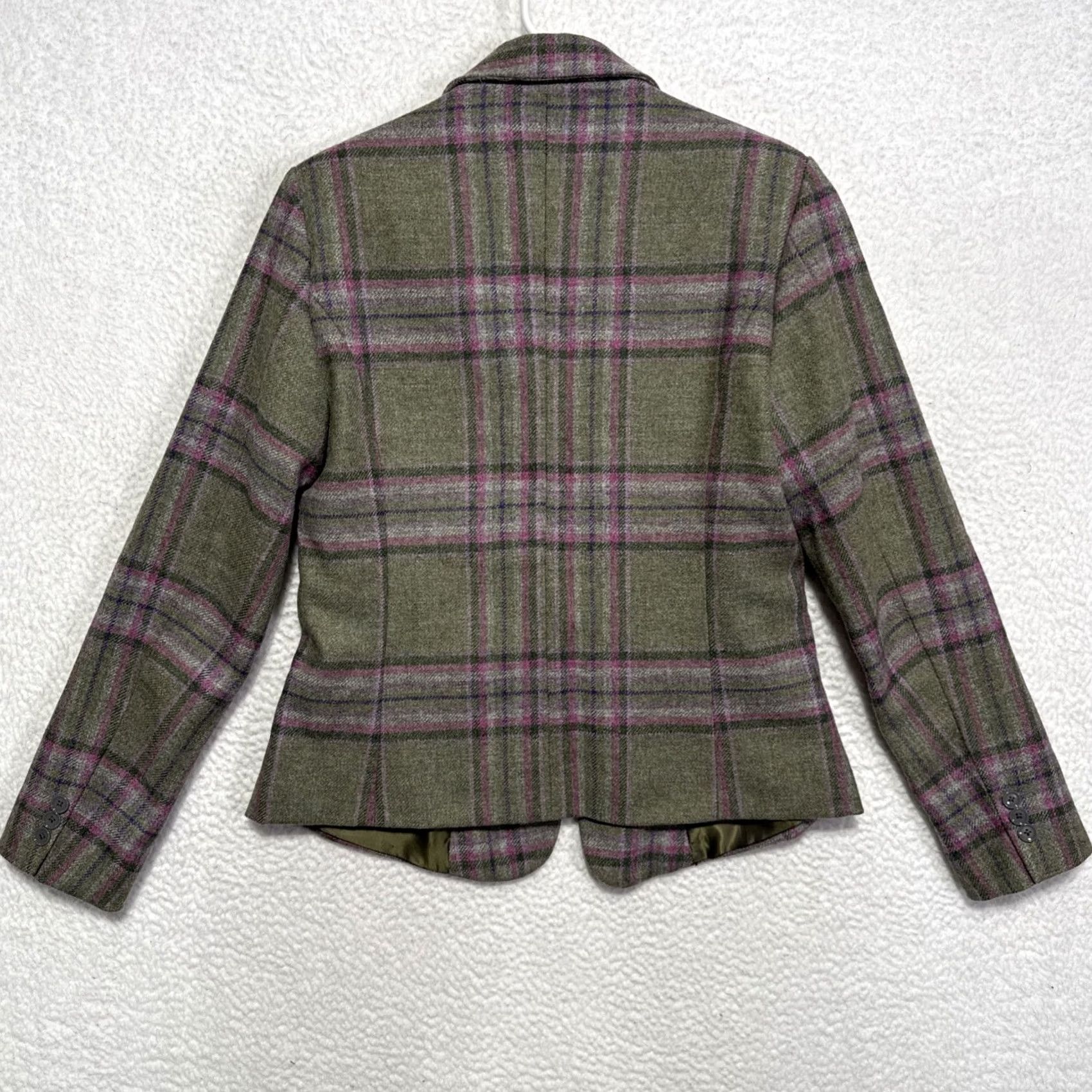 Vintage VINTAGE Royal And Plaid Women's Blazer Tartan Plaid Notch Lapel Single-Breasted 1-Button 100% Wool Lined Green/Purple Size 12 Size XL / US 12-14 / IT 48-50 - 5 Thumbnail