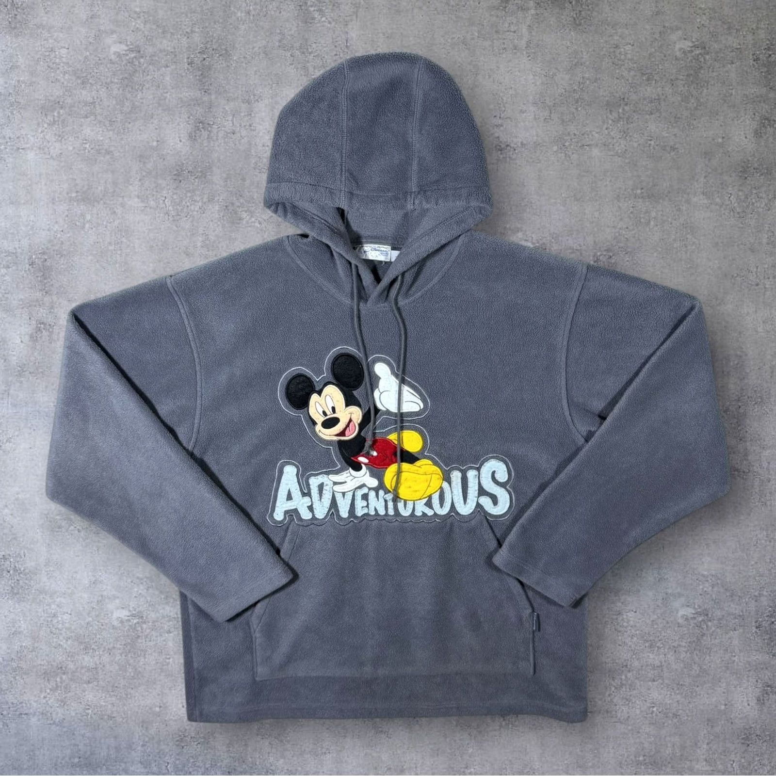 Disney VINTAGE Disneyland Resort Paris Adventurous Embroidered Mickey Grey Fleece Hoodie Large Mens Hoodie Grey Mickey 90s Theme Size US L / EU 52-54 / 3 - 2 Thumbnail
