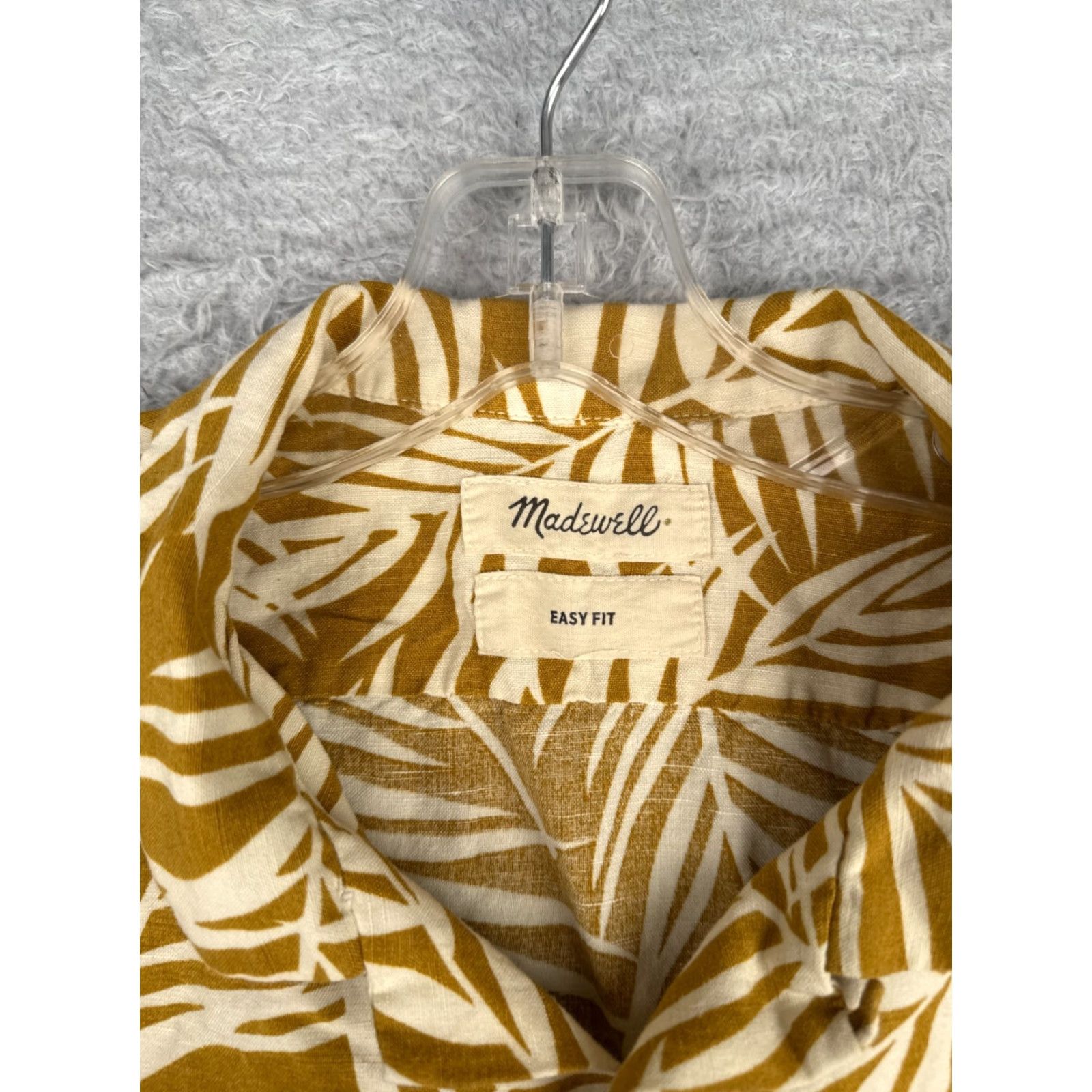 Madewell Madewell Shirt Women Medium Yellow Floral Leaf Linen Blend Hawaiian Button Up Size M / US 6-8 / IT 42-44 - 7 Thumbnail