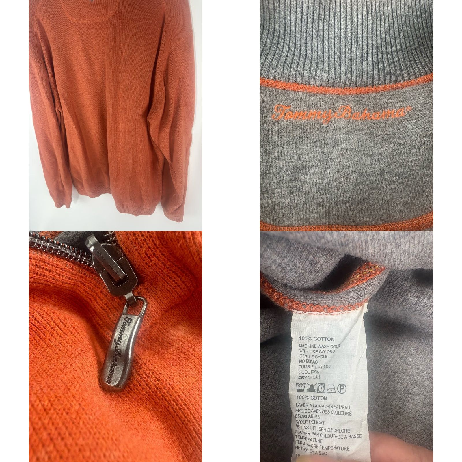 Tommy Bahama Tommy Bahama Heavyweight Orange 1/4 Zip Mock Neck Sweater Men XL Fall Winter Casual Size US XL / EU 56 / 4 - 8 Thumbnail