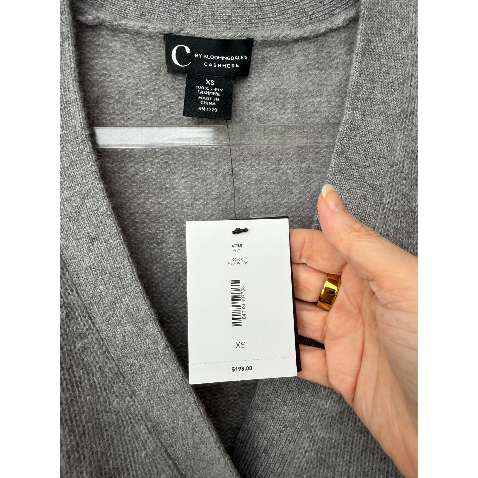 Bloomingdale's NWT C by Bloomingdales Gray Cashmere Cardigan Women XS Size XS / US 0-2 / IT 36-38 - 10 Thumbnail