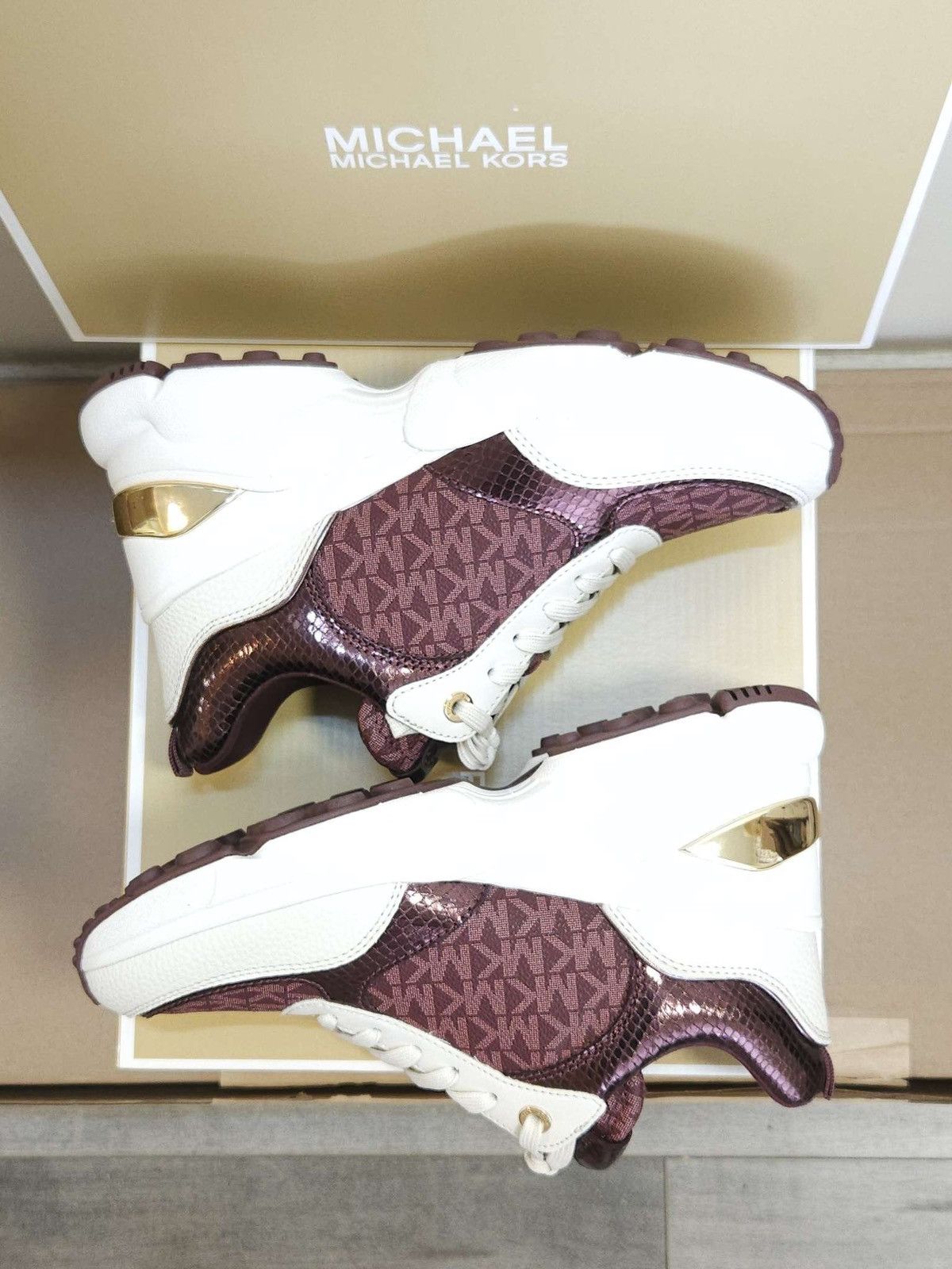 Michael Kors Katrina Signature Logo & Metallic Lizard Embossed Trainer MK Size US 7 / IT 37 - 6 Thumbnail