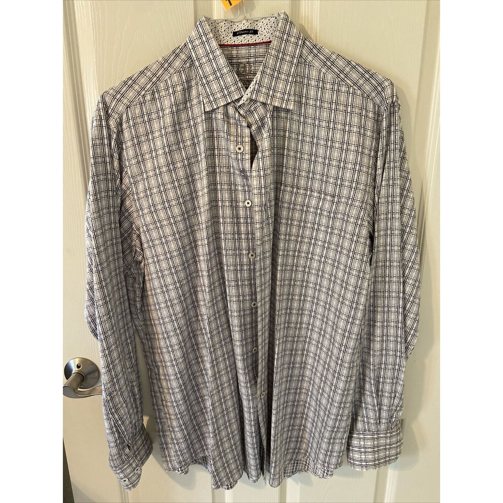 BUGATCHI Bugatchi Classic Long Sleeve Button Down White Black XL Size US XL / EU 56 / 4 - 1 Thumbnail