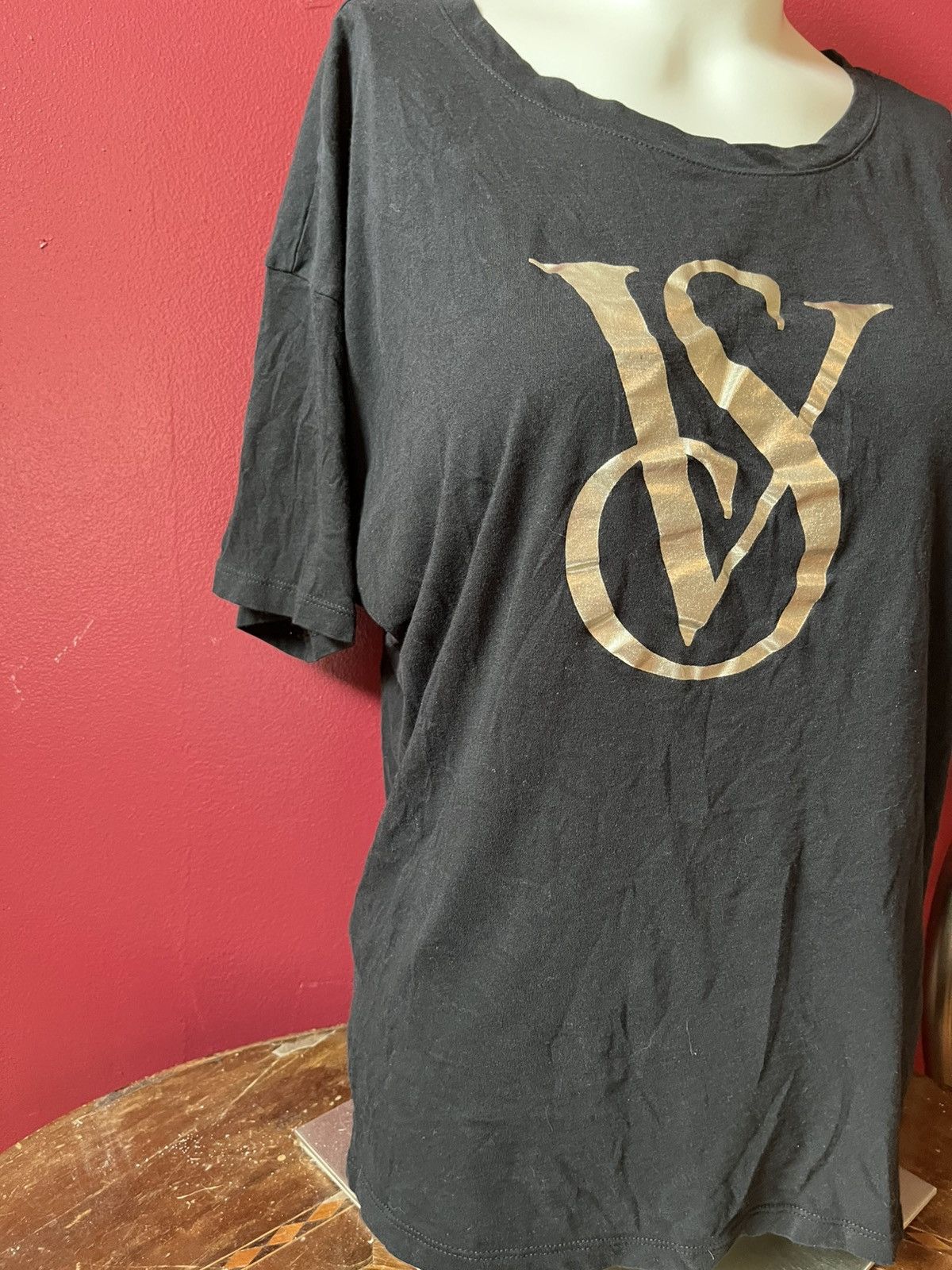 Victoria's Secret Victoria's Secret Large Black VS Logo Short Sleeve T shirt Size L / US 10 / IT 46 - 3 Thumbnail