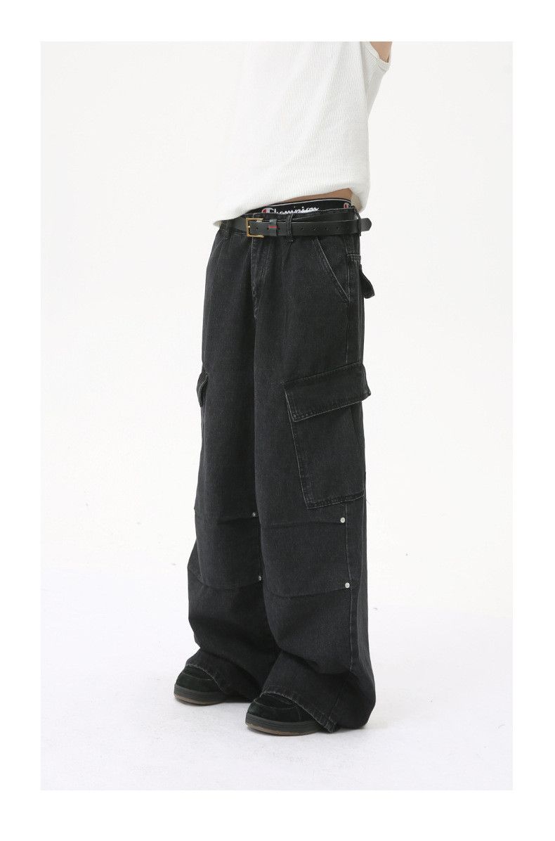 Vintage Japanese retro distressed multi-pocket straight cargo jeans Size US 32 / EU 48 - 4 Thumbnail