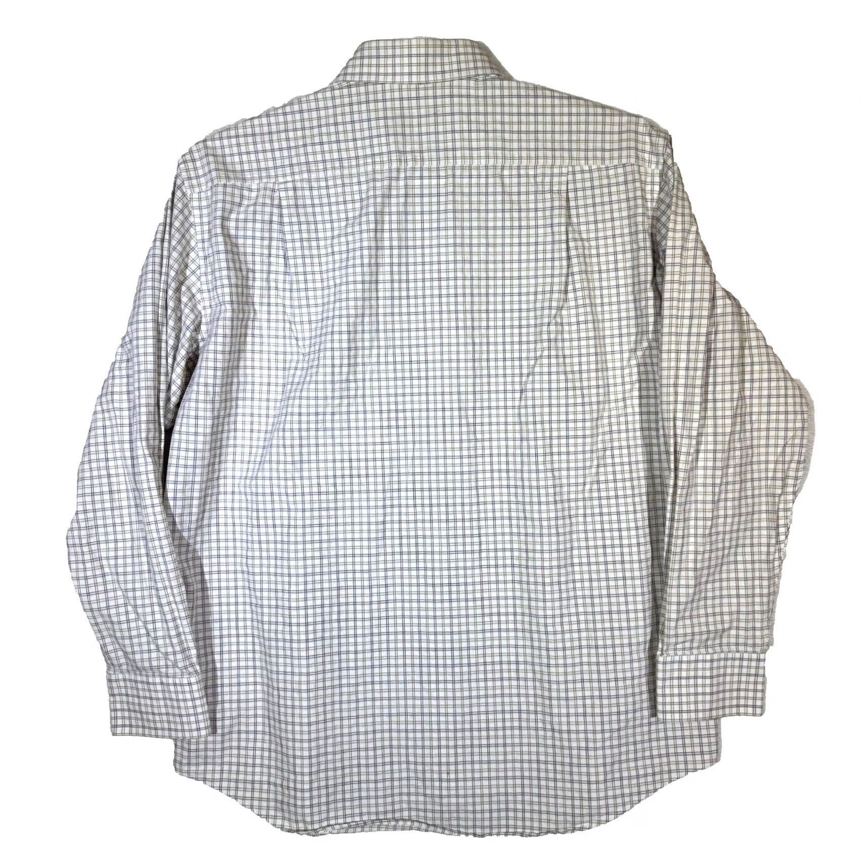 Hugo Boss VINTAGE Hugo Boss Dress Shirt White Gray Plaid 17 neck 34-35 sleeve Long Sleeve Mens Size 34R - 2 Thumbnail