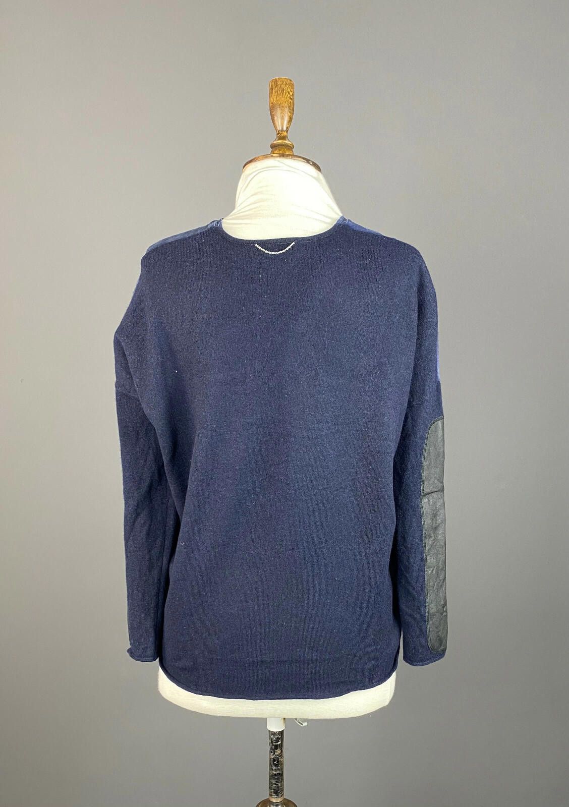 The Kooples The Kooples Sport Blue 1/4 Zip Leather Patch Sweater Size S Size S / US 4 / IT 40 - 5 Thumbnail