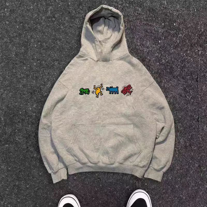 Vintage Gray casual retro cartoon print hoodie y2k Size US M / EU 48-50 / 2 - 1 Thumbnail