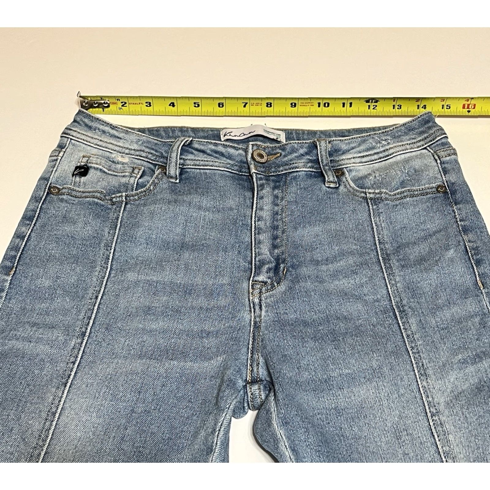 Vintage VINTAGE: No KanCan Jeans Front Seam High Rise Raw Hem Flare Blue 28x31 Women’s Regular Size 28 Bohemian 90s Pants Mens Womens Size 28" / US 6 / IT 42 - 3 Thumbnail