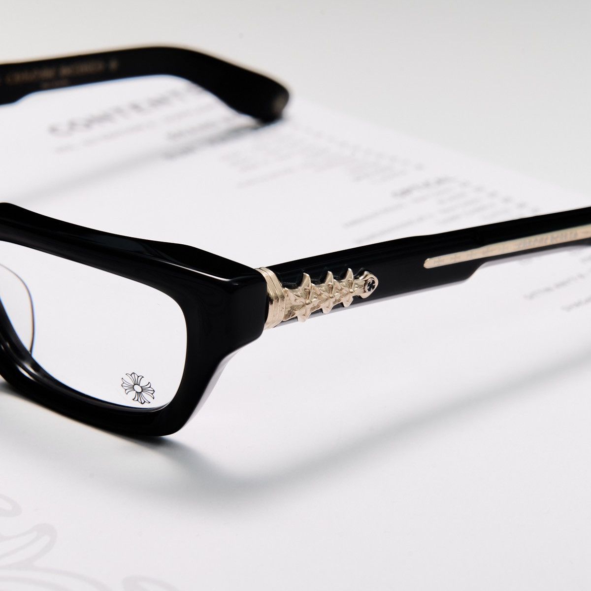 Chrome Hearts CHROME HEARTS ASSTRAORDINAIRE BLACK - 18K GOLD PLATED GLASSES Size ONE SIZE - 3 Thumbnail