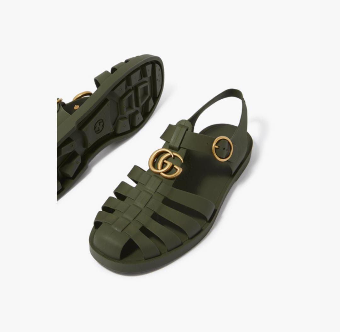 Gucci o1loc1c0625 Double G Rubber Sandals in Green Size US 8.5 / EU 41-42 - 5 Thumbnail