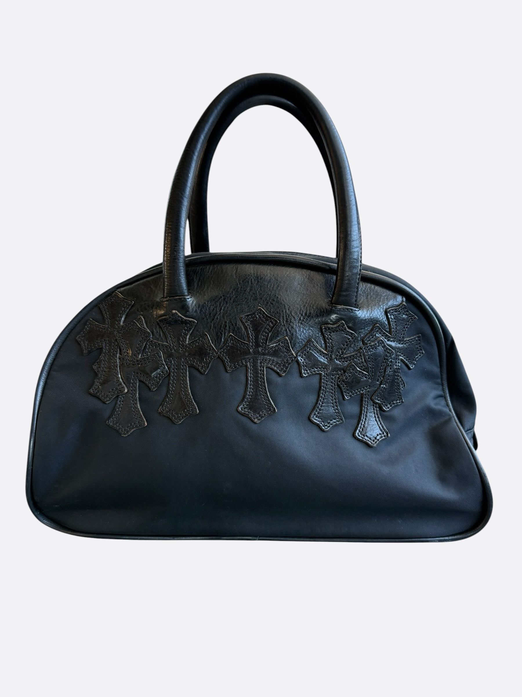 Chrome Hearts Chrome Hearts Black Leather & Nylon Cross Patch Bowling Bag Size ONE SIZE - 1 Thumbnail