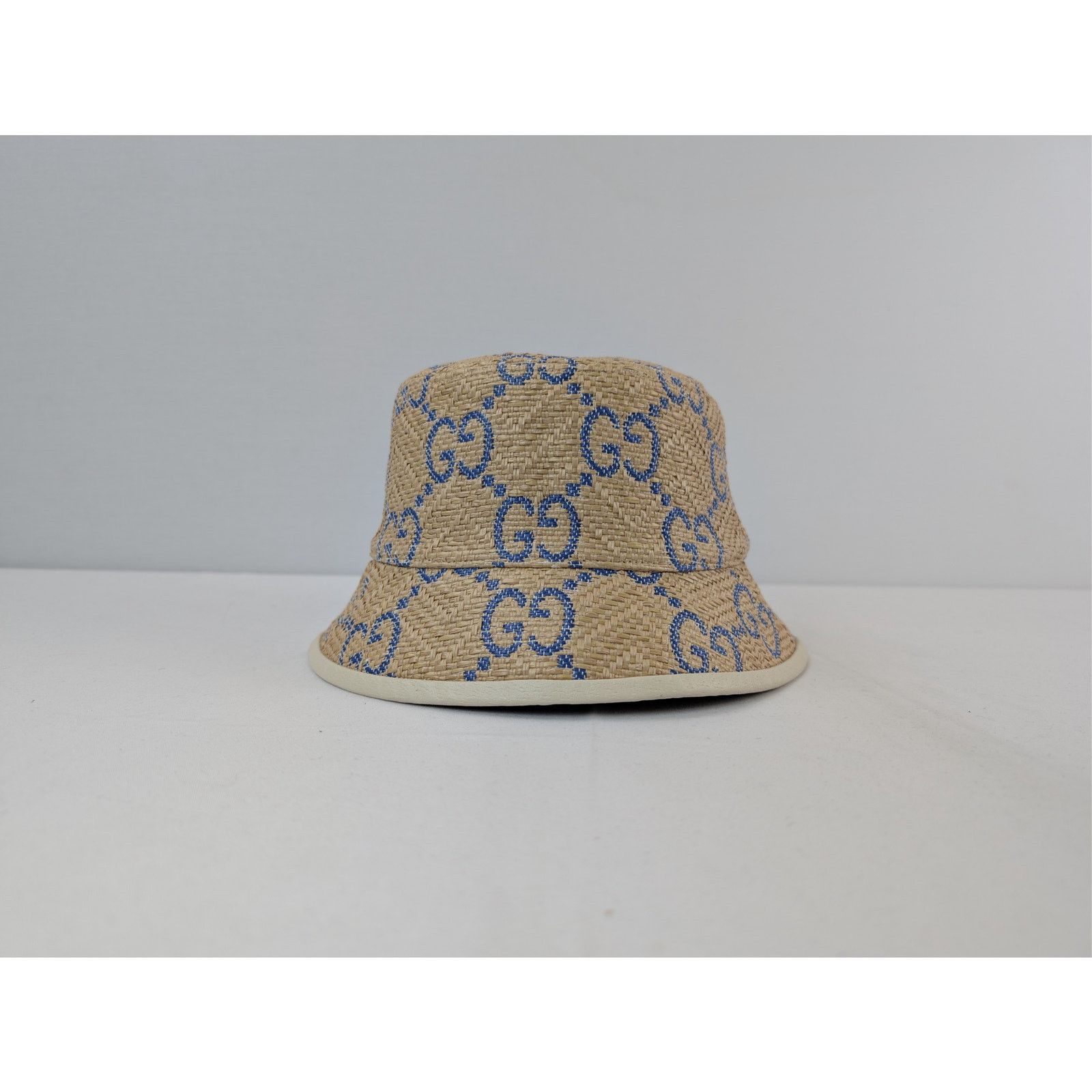 Gucci o1rshd1 Size:M / Raffia Jacquard Bucket Hat / Cap Beige/Blue Size ONE SIZE - 1 Thumbnail