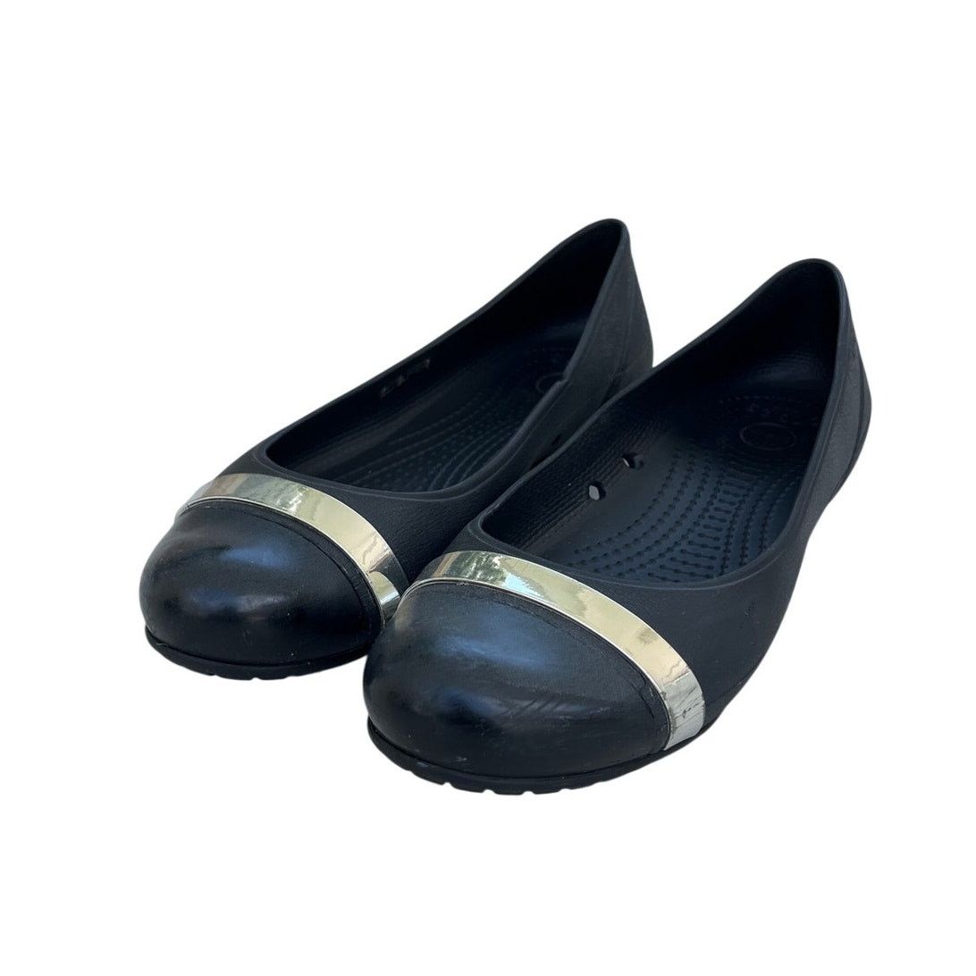 Crocs Crocs Cap Toe Mirror Ballet Flats Rubber Size 8 Black Silver Size US 8 / IT 38 - 1 Thumbnail