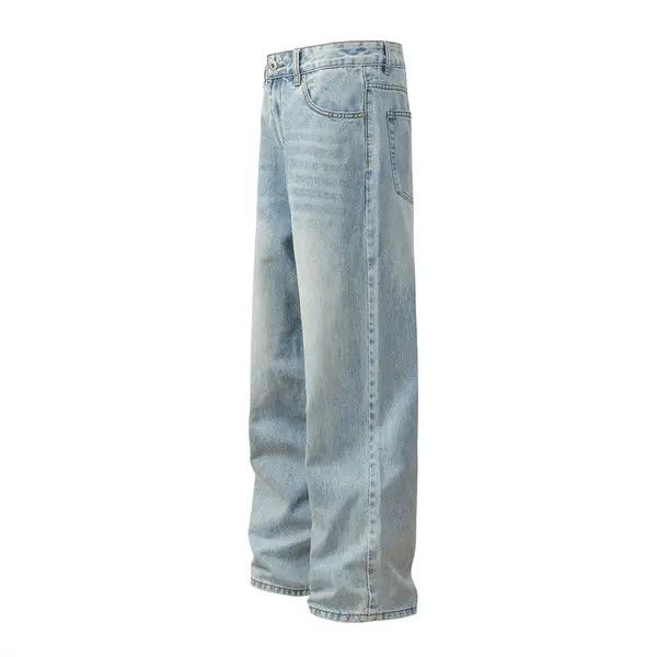 Japanese Brand Men's washed gradient straight loose wide-leg casual jeans Size US 32 / EU 48 - 3 Thumbnail