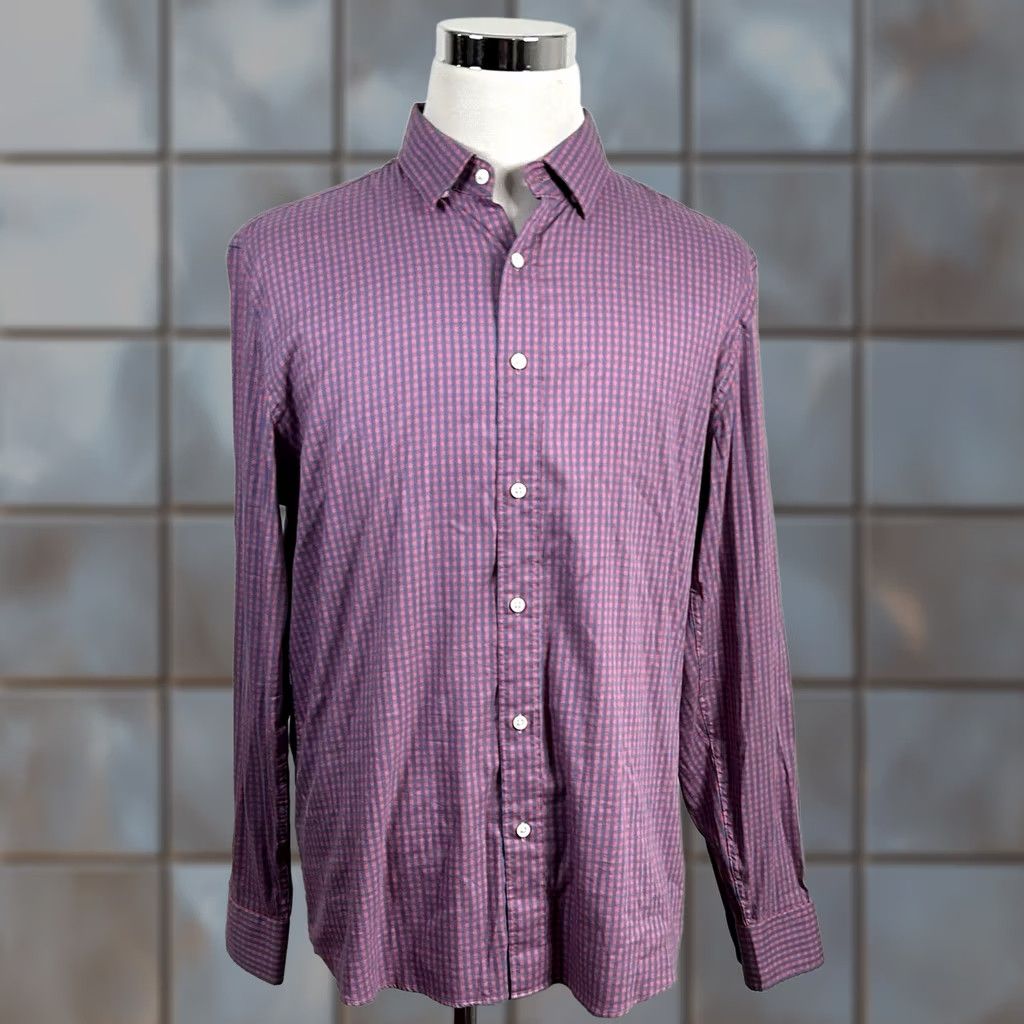 Faherty Faherty The Movement Shirt Plaid Red Blue Cotton Nylon Blend Button-Front Long Sleeve Casual Mens L Size US L / EU 52-54 / 3 - 1 Thumbnail
