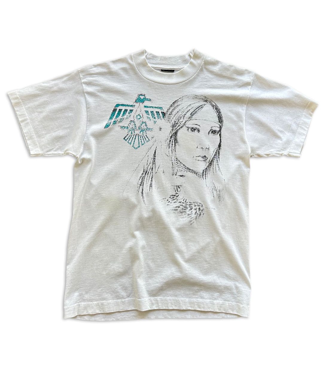 Vintage 90's Vintage Native American Woman T-Shirt Size US M / EU 48-50 / 2 - 1 Thumbnail