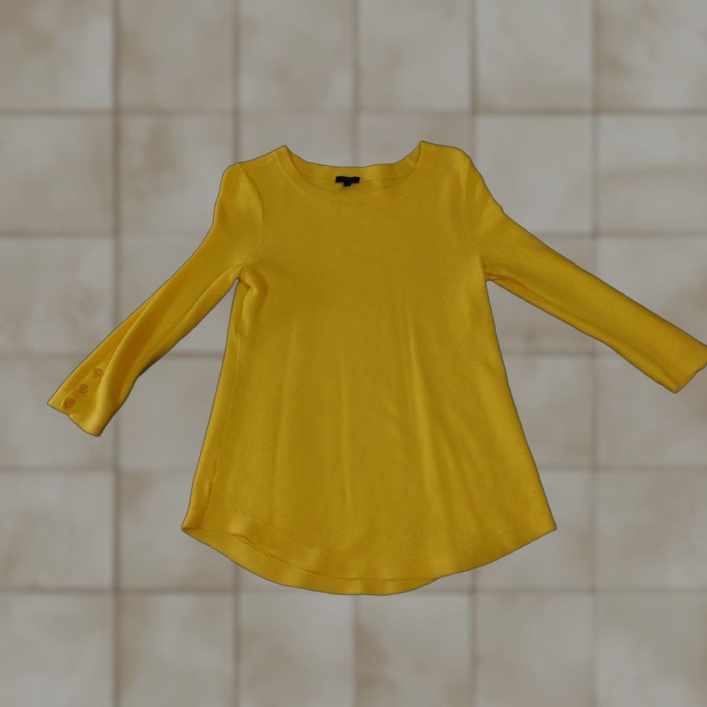 Talbots Talbots sweater womens Small yellow knit buttons stretch pullover Size S / US 4 / IT 40 - 1 Thumbnail