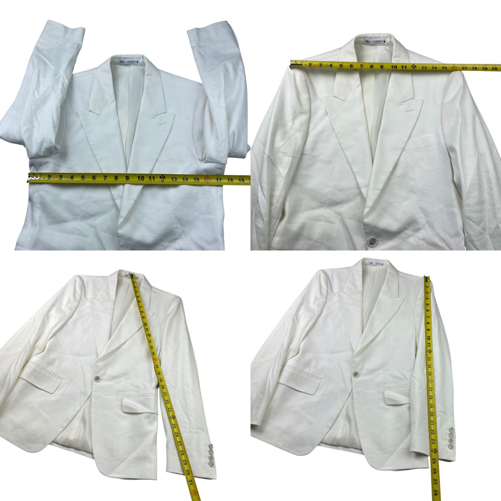 Zara VINTAGE? No — Zara Blazer White Slim Fit 1-Button 36R Men’s Short Sleeve? Size 36R - 8 Thumbnail
