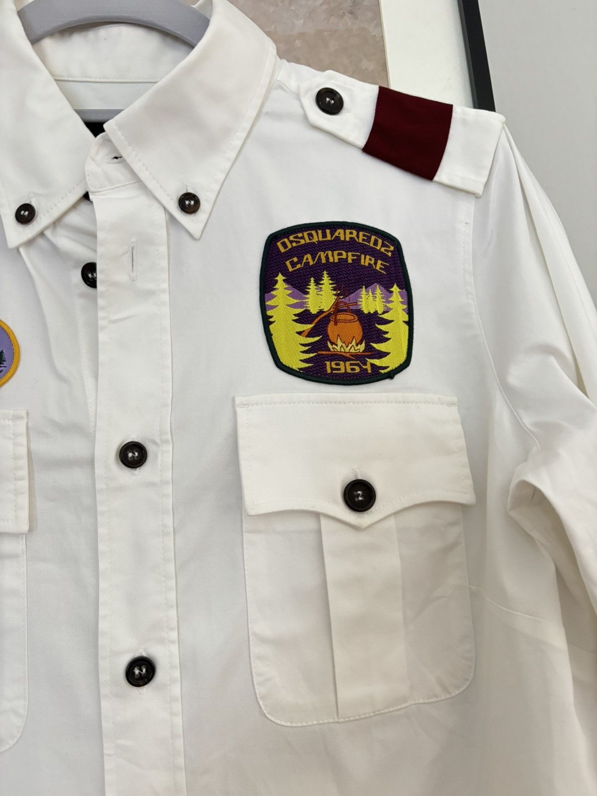 Dsquared2 DSQUARED2 Campfire Patches Shirt Dress White – rare Military Size S / US 4 / IT 40 - 4 Thumbnail