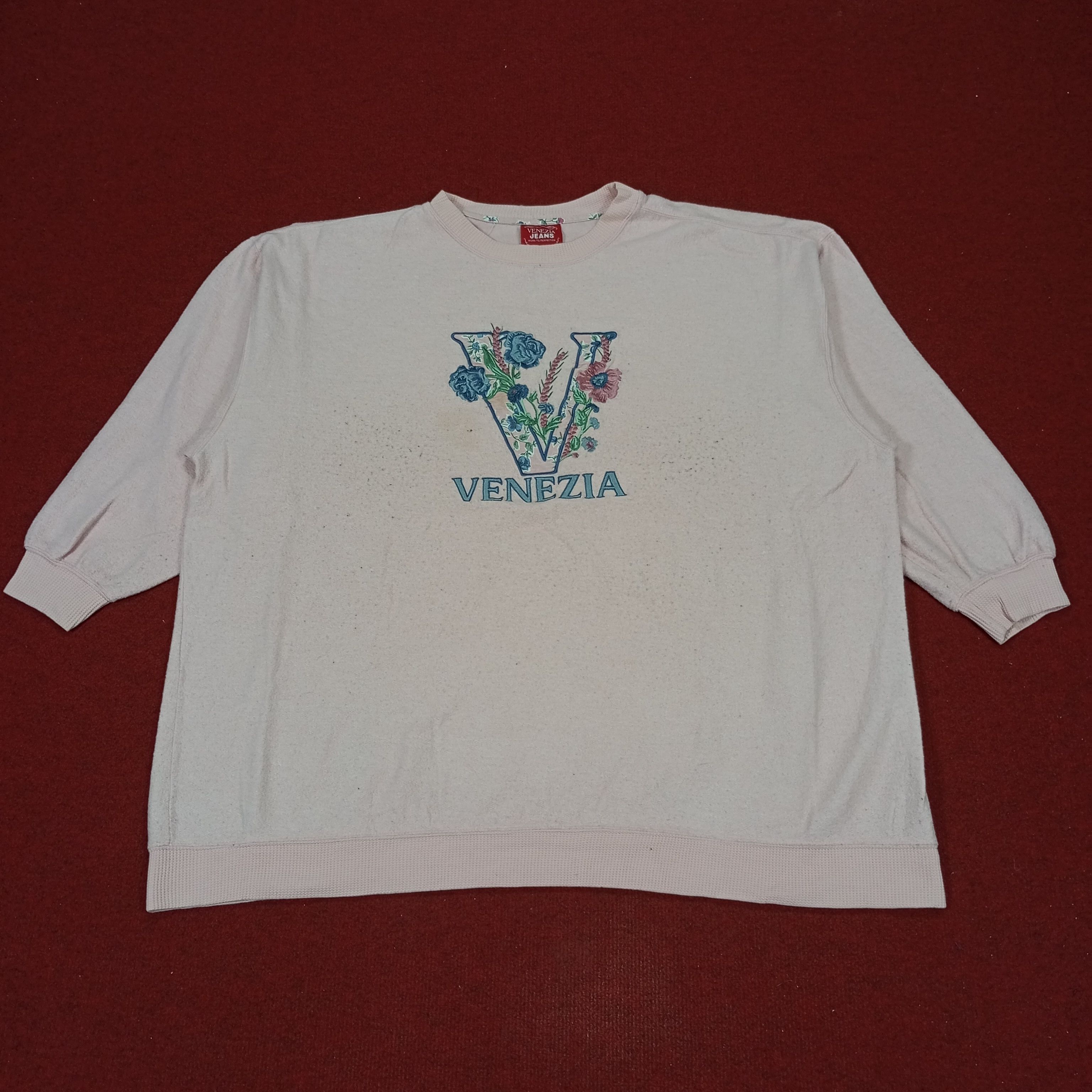 Vintage Venezia Jeans Logo Flowers Design Sweatshirt Size US XXL / EU 58 / 5 - 1 Thumbnail