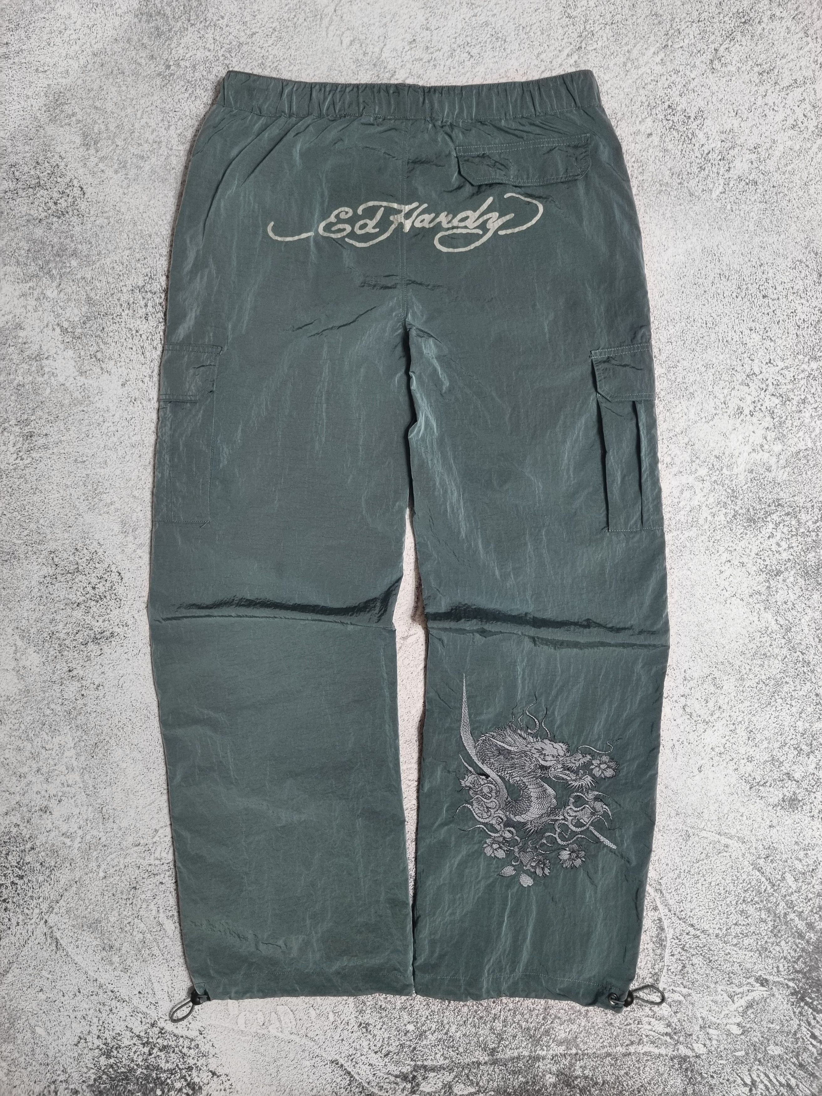 Ed Hardy Ed Hardy x Urban Outfitters Big Logo Metal Nylon Cargo Pants Size US 32 / EU 48 - 1 Thumbnail