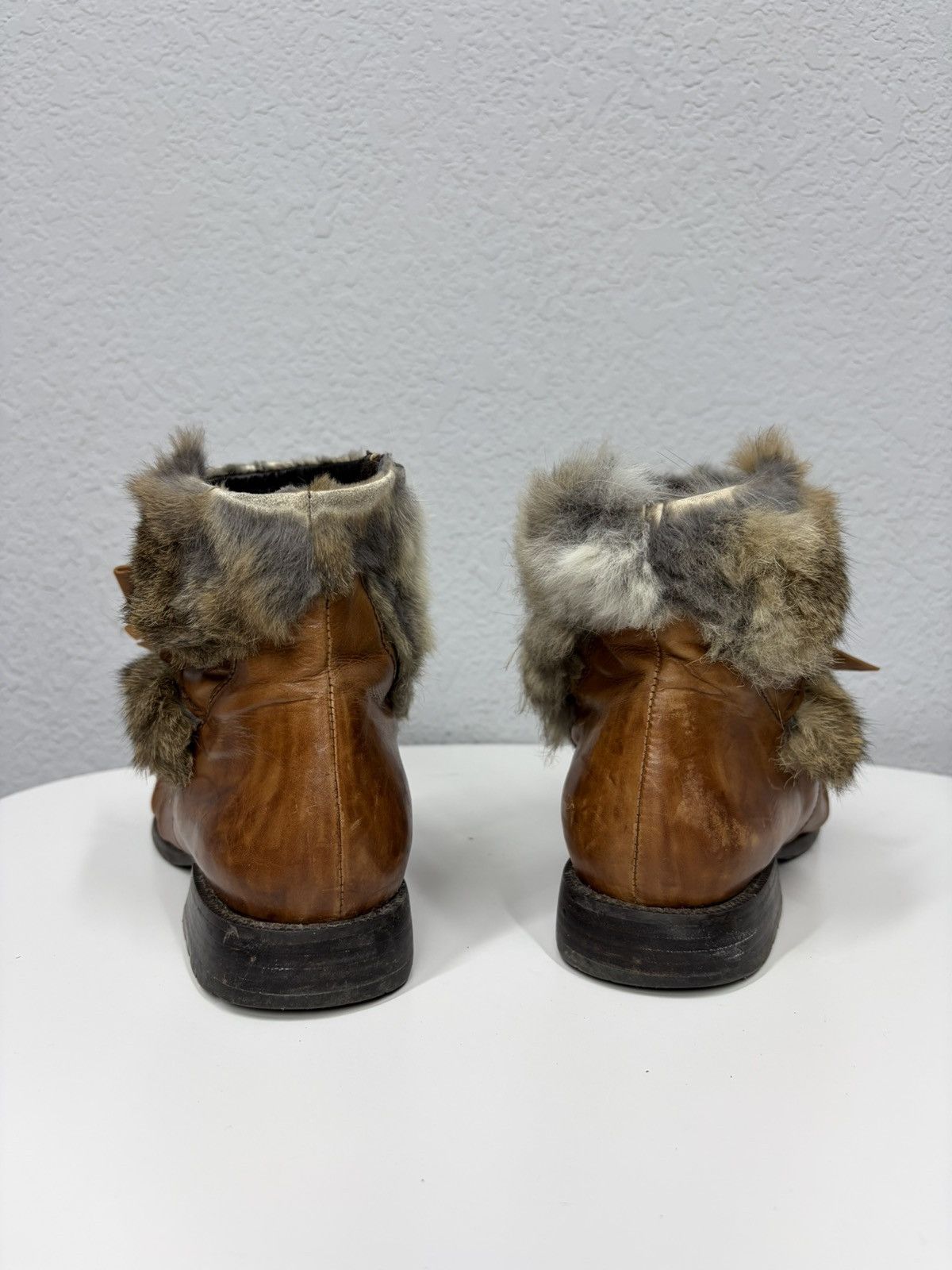 If Six Was Nine Vintage 00s Guidi CCP Style Fur Faux Leather Biker Boots Size US 8 / EU 41 - 7 Thumbnail