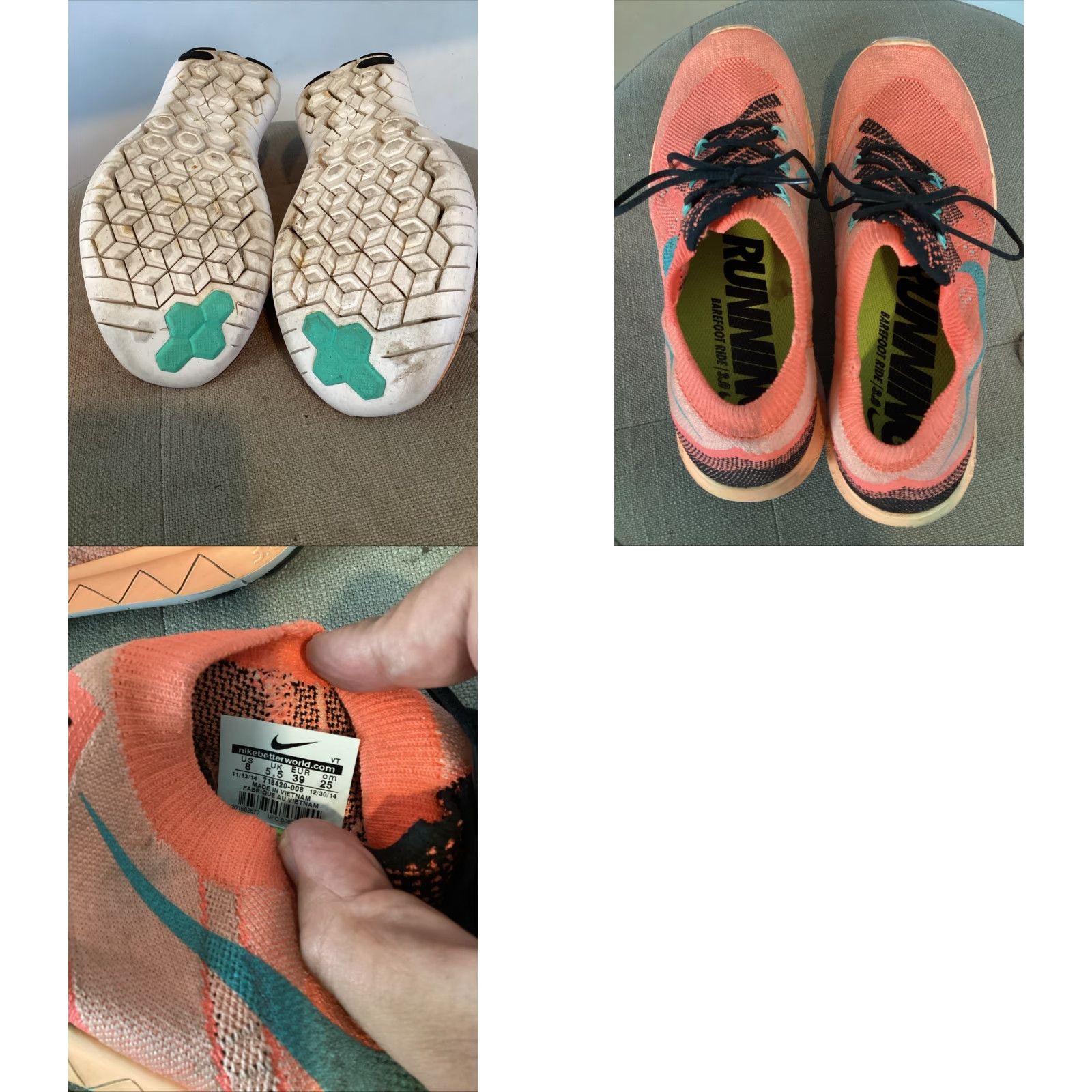 Nike Nike Free 3.0 Flyknit Athletic Sneakers Women Sz 8 Orange Blue White Black 2015 Size US 8 / IT 38 - 8 Thumbnail