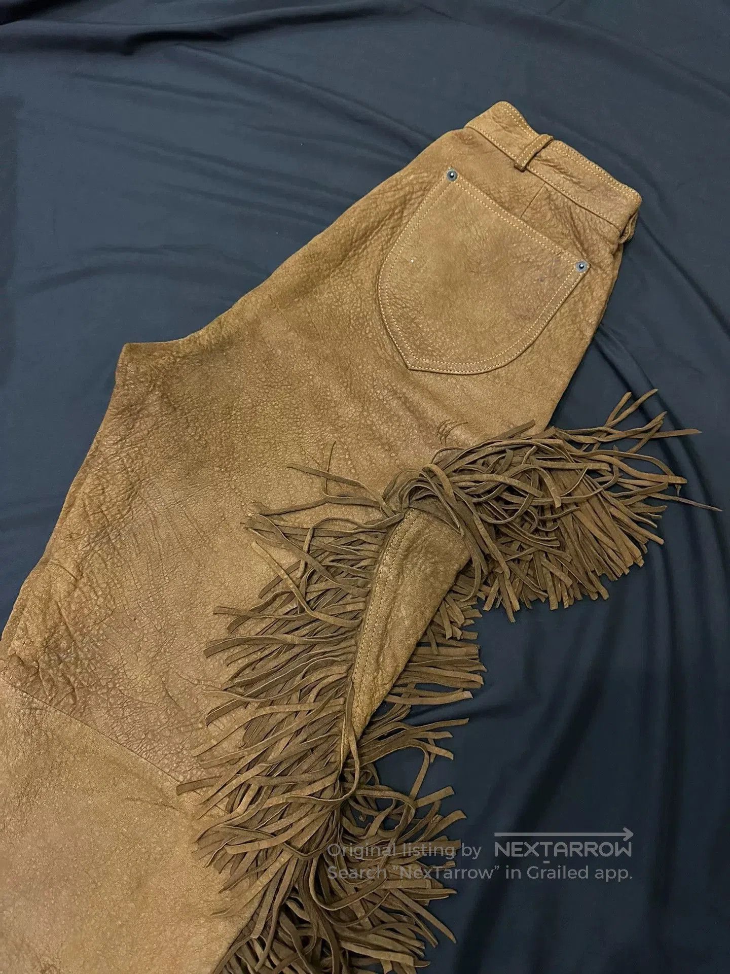 Vintage vintage 90s western fringe leather pants. Size US 28 / EU 44 - 9 Thumbnail