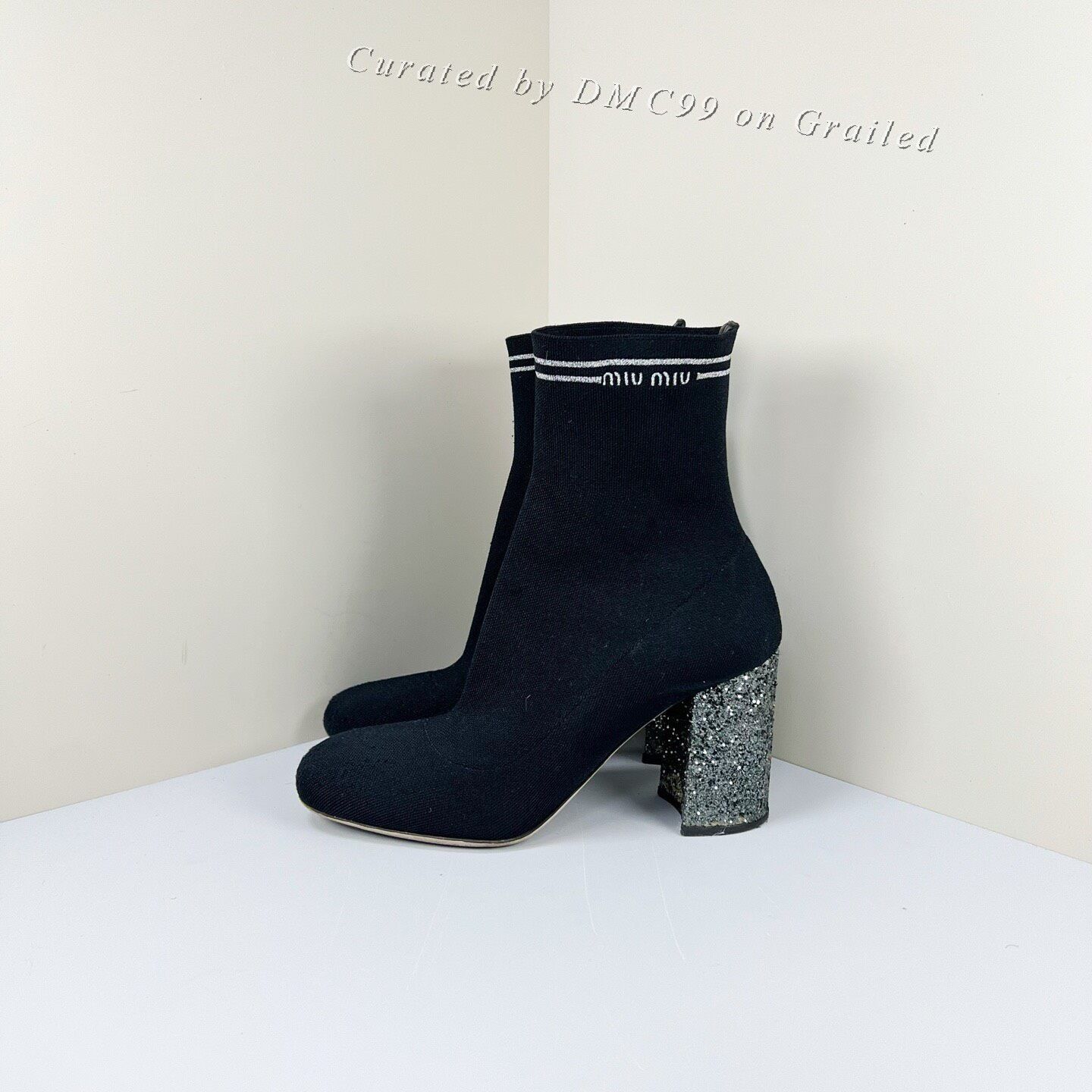 Miu Miu Miu Miu Embroidered Letter Knit Ankle Boots Size US 7 / IT 37 - 1 Thumbnail