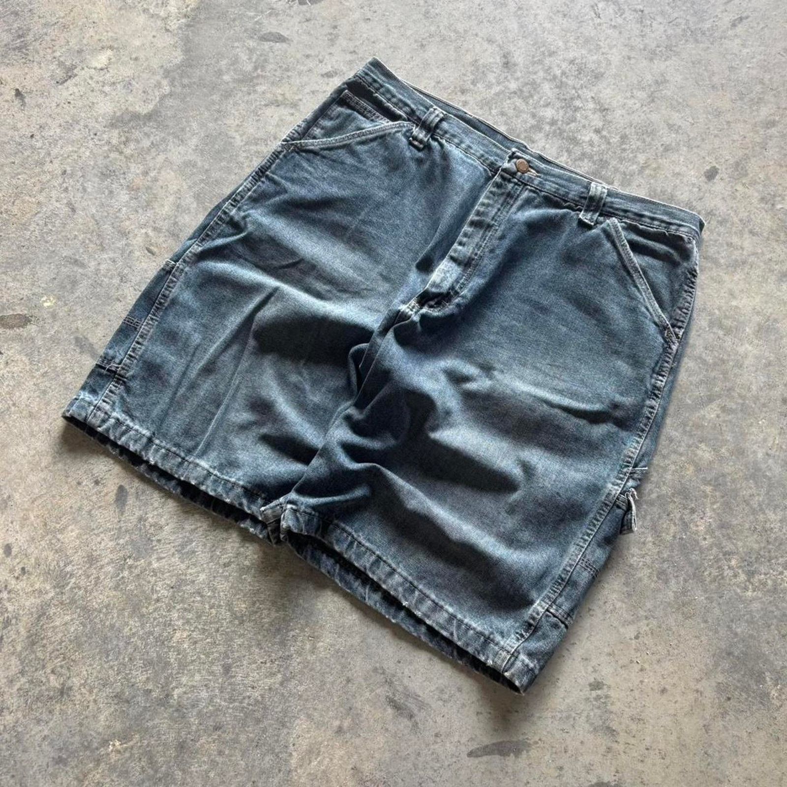 JNCO × Vintage × Wrangler Y2K Baggy Cargo Jean Shorts Size US 36 / EU 52 - 2 Thumbnail