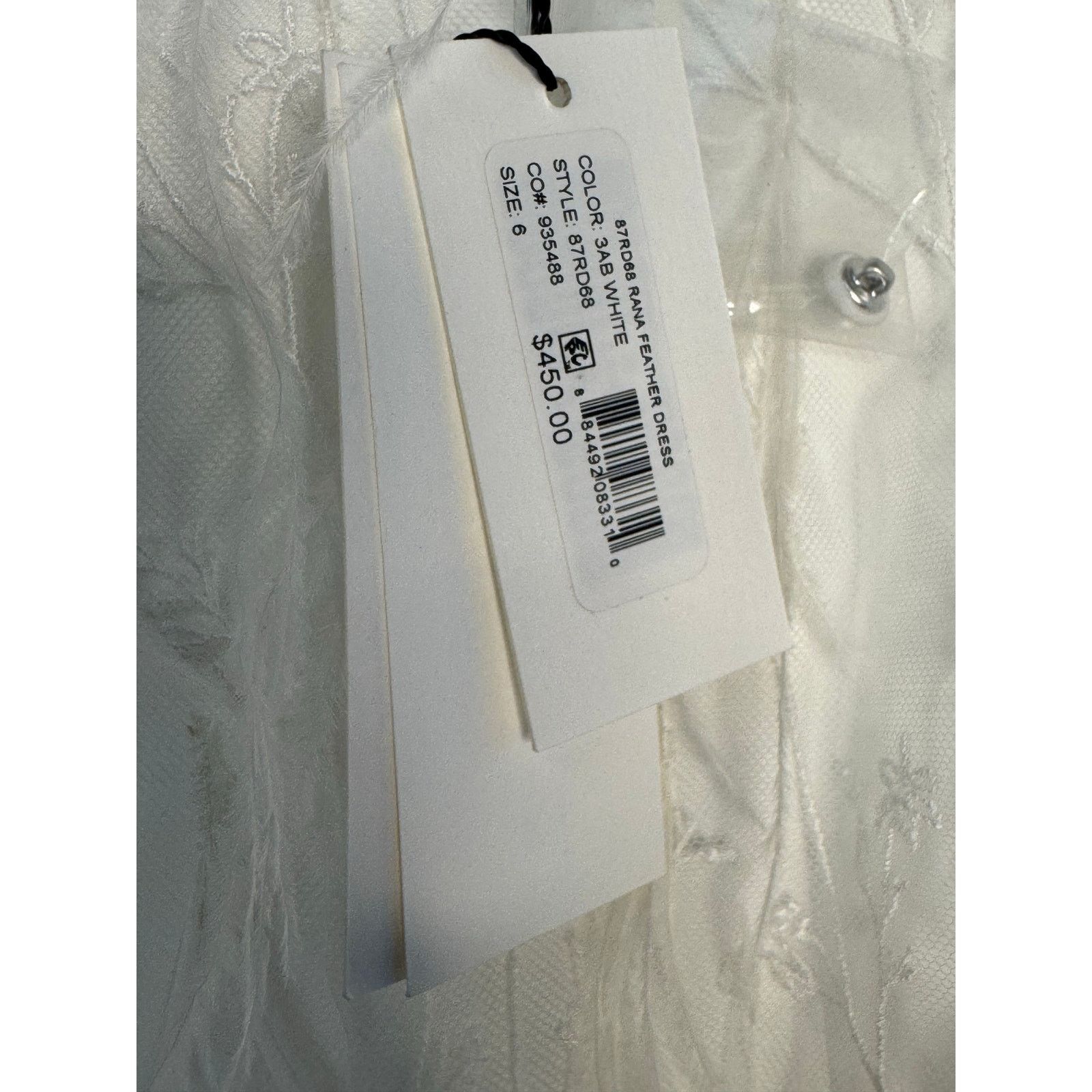MILLY Milly NWT Rana Feather Shift Dress in White Size 6 Size M / US 6-8 / IT 42-44 - 4 Thumbnail