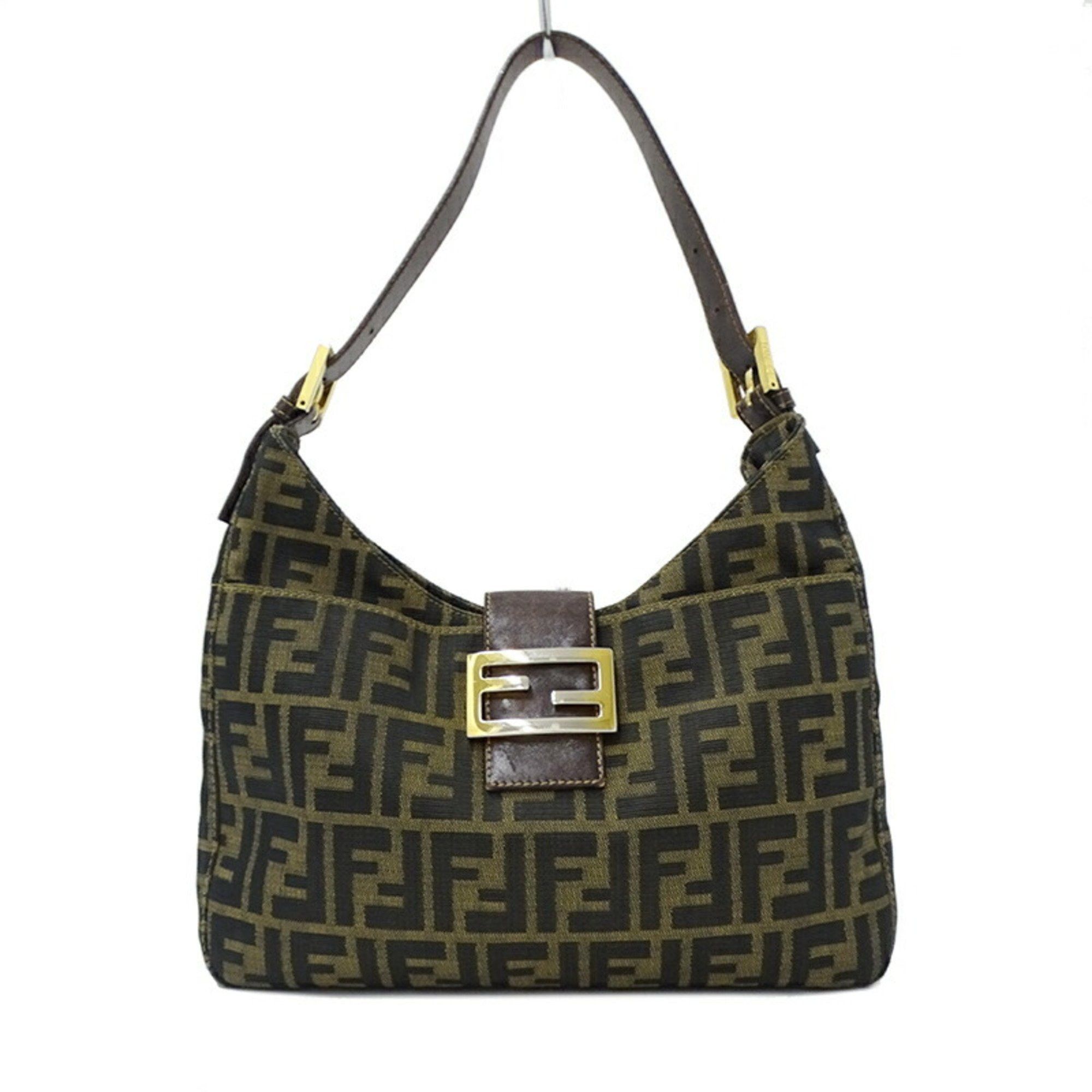 Fendi Women's Shoulder Bag Zucca Canvas Brown Khaki