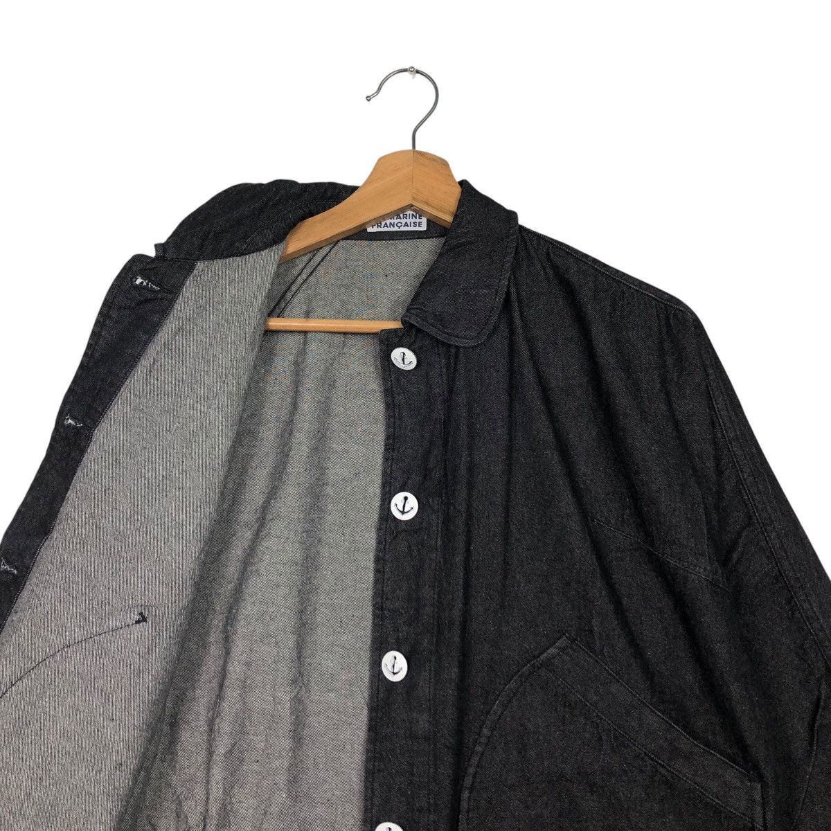 45rpm 📌Vintage Cropped Denim Jacket Worker La Marine Francaise Size US M / EU 48-50 / 2 - 12 Thumbnail