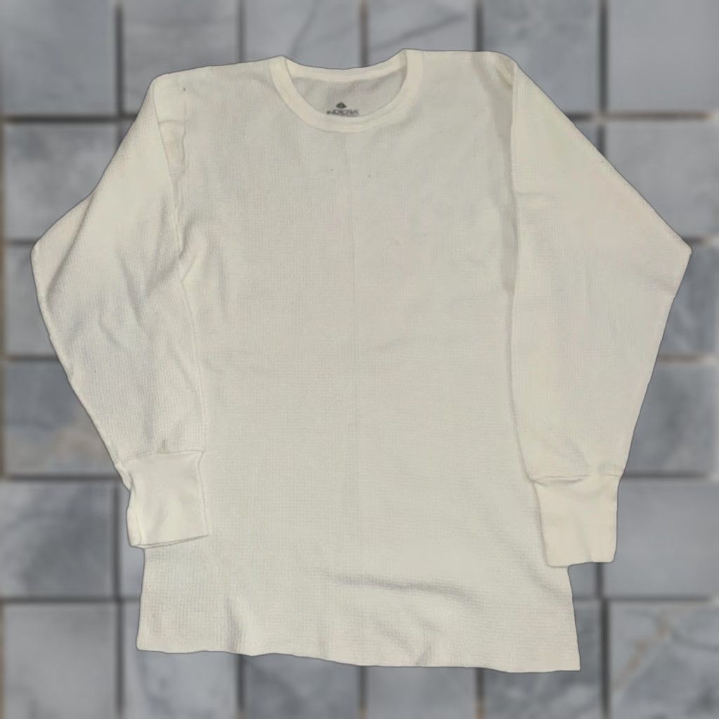 Layer 8 VINTAGE Indera Thermal Long Sleeve Shirt White XL Crew Neck Mens T-Shirt Waffle Knit 90s Grunge Outdoor Layering 18X27 Size US XL / EU 56 / 4 - 1 Thumbnail