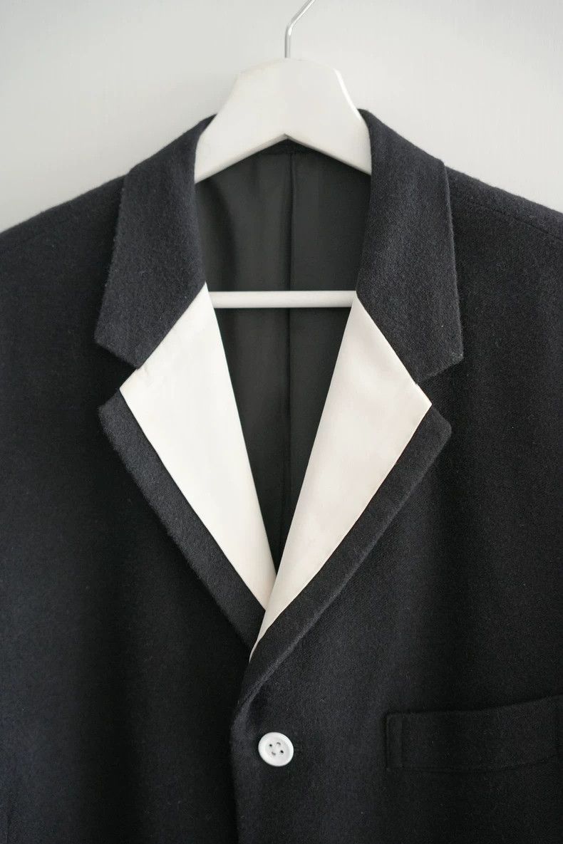 Yohji Yamamoto Yohji Yamamoto 97aw White Button Silk Collar Patchwork Coat Size US M / EU 48-50 / 2 - 4 Thumbnail