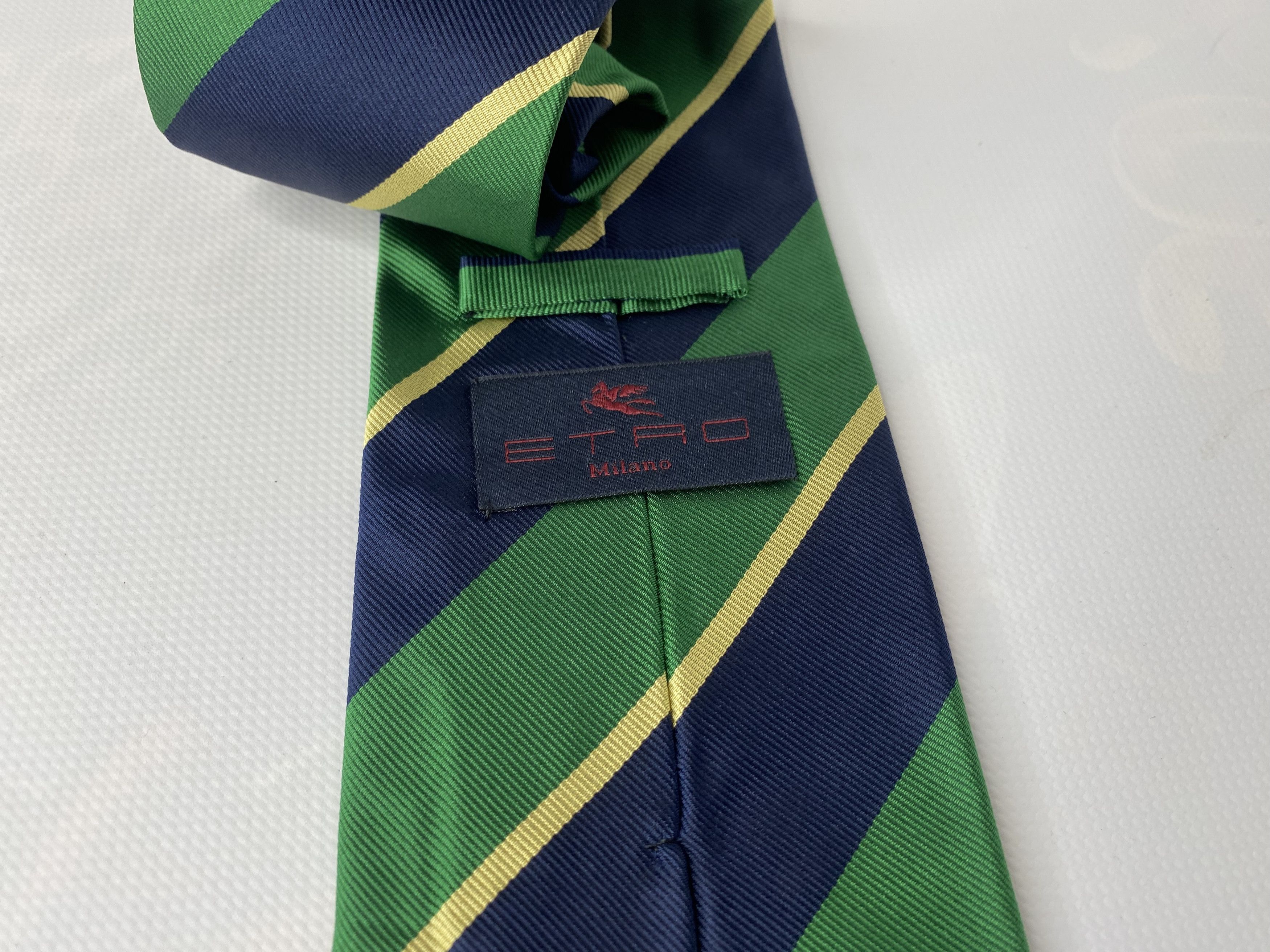 Etro VINTAGE ETRO MILANO SILK TIE GREEN STRIPED MADE IN ITALY Size ONE SIZE - 3 Thumbnail