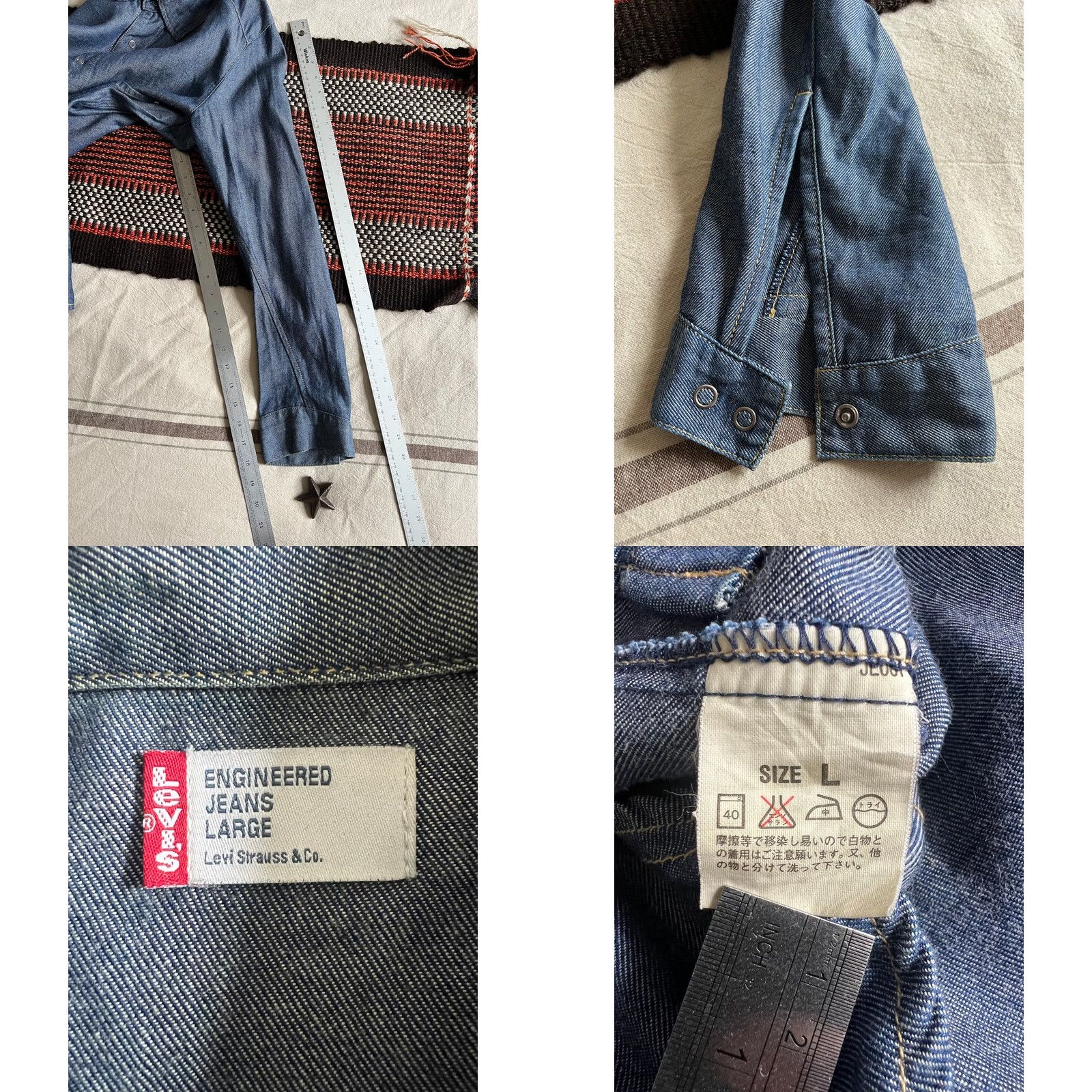 Levi's VINTAGE Levi's Engineered Shirt Mens L Denim Blue 2000 Y2K Twisted Line Twist Engineered Pocket Front Riveted X-Large Size US L / EU 52-54 / 3 - 10 Thumbnail