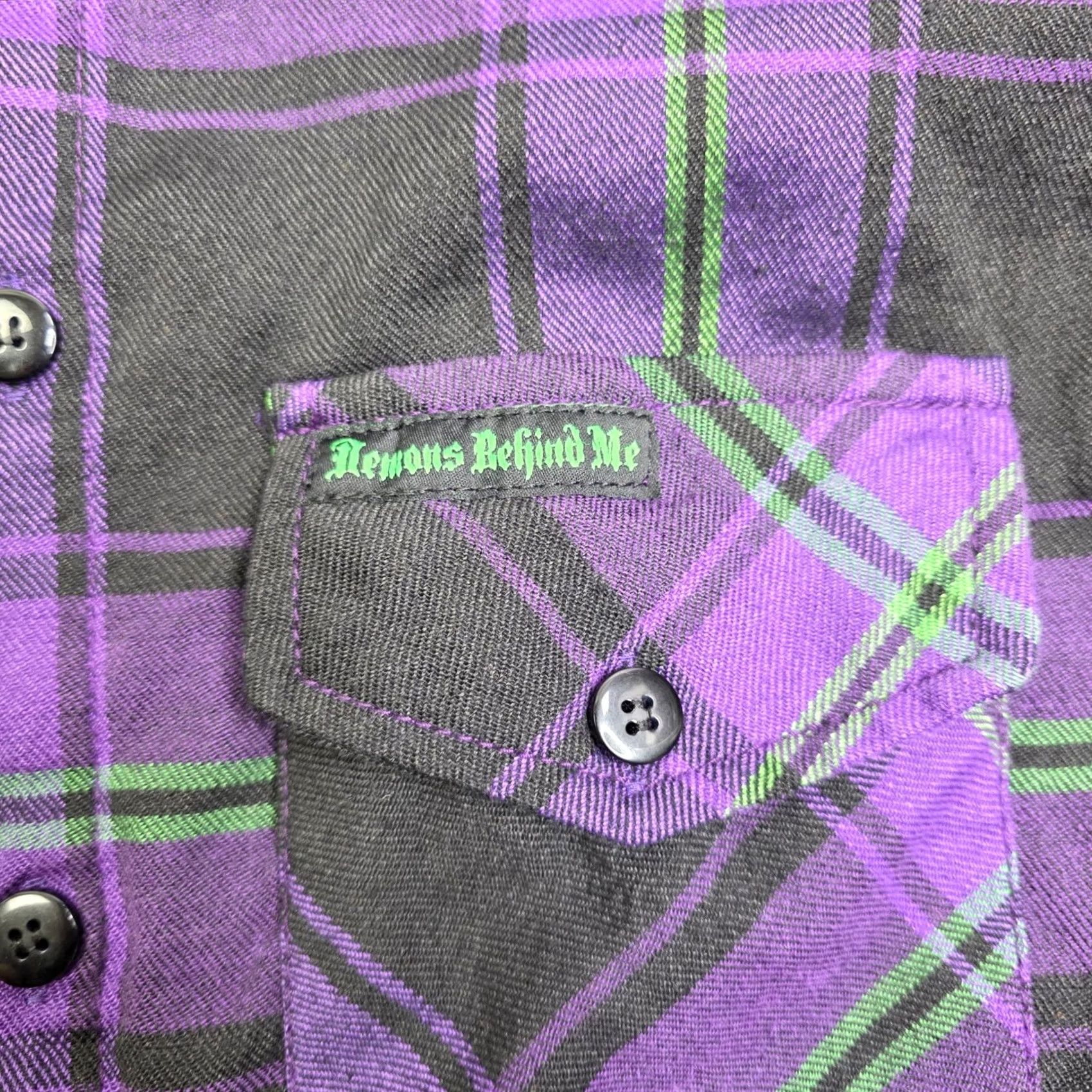 Vintage Demons Behind Me Plaid Flannel Shirt LT Large Tall Size US L / EU 52-54 / 3 - 4 Thumbnail