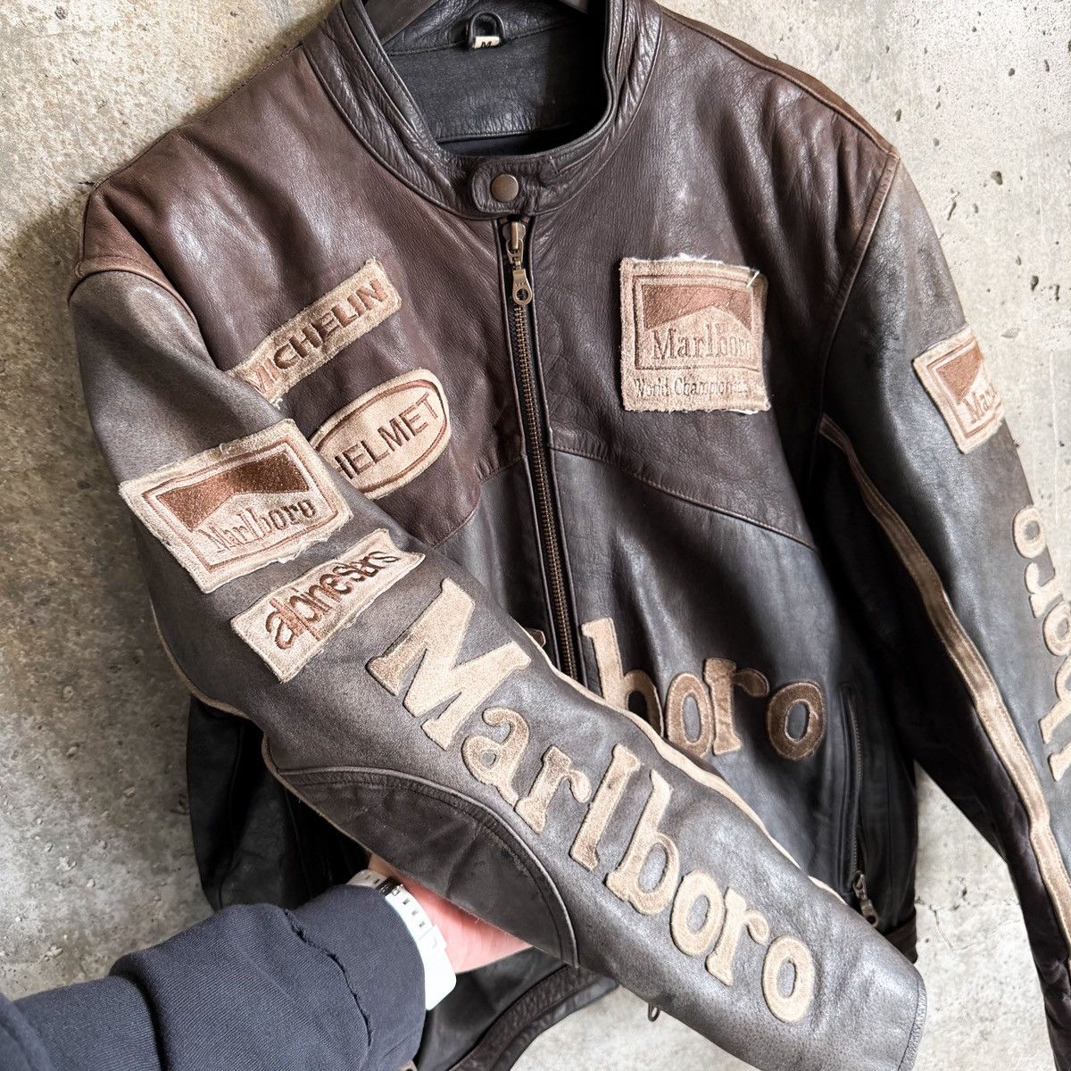 Vintage Vintage Marlboro THRASHED Leather Racing Jacket Size US M / EU 48-50 / 2 - 7 Thumbnail
