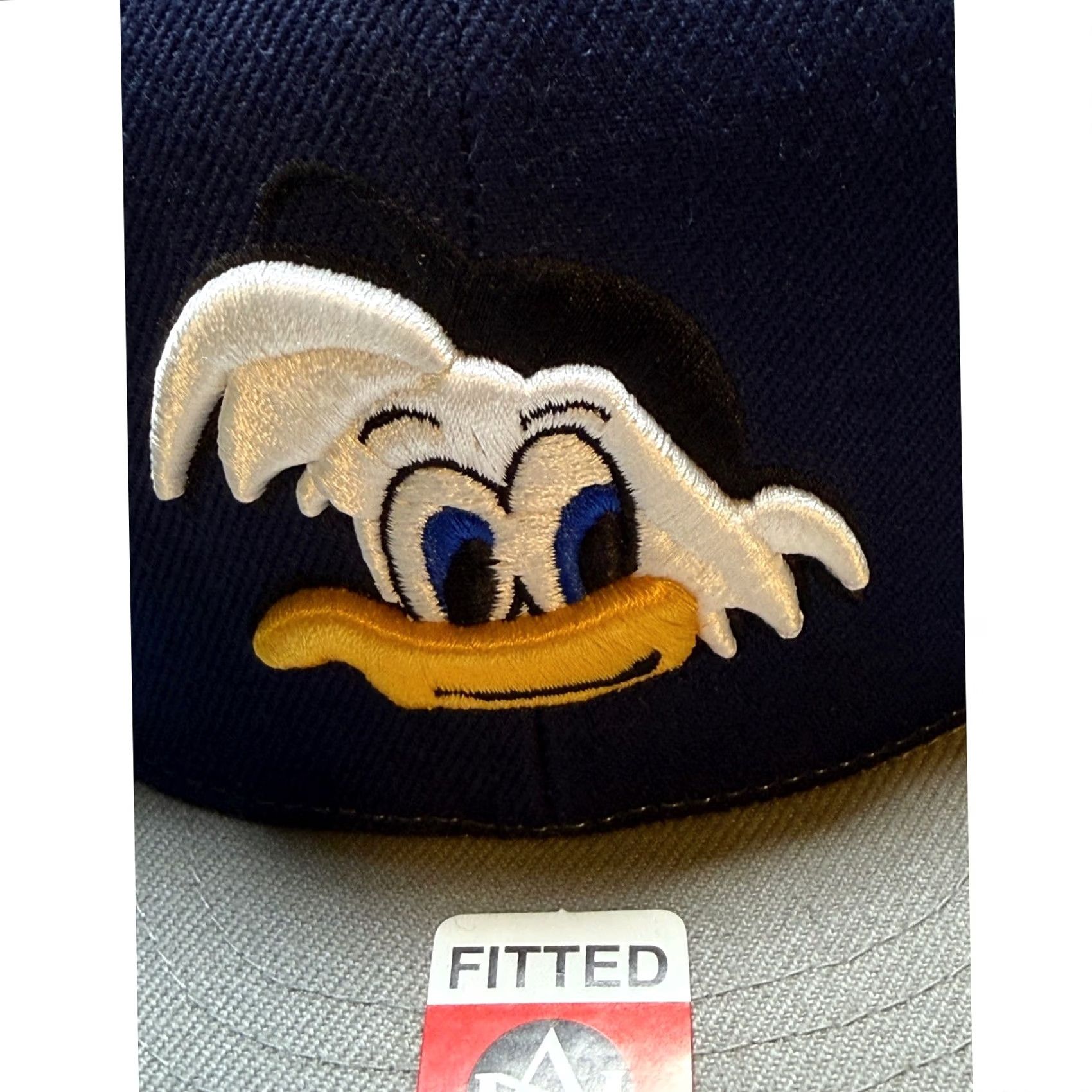 American Needle American Needle Hat Mens 7 3/4 Navy Gray Donald Duck Fitted Baseball Cap Disney NPB Marine Blue Grey Two-Tone Bill Mens Size ONE SIZE - 4 Thumbnail